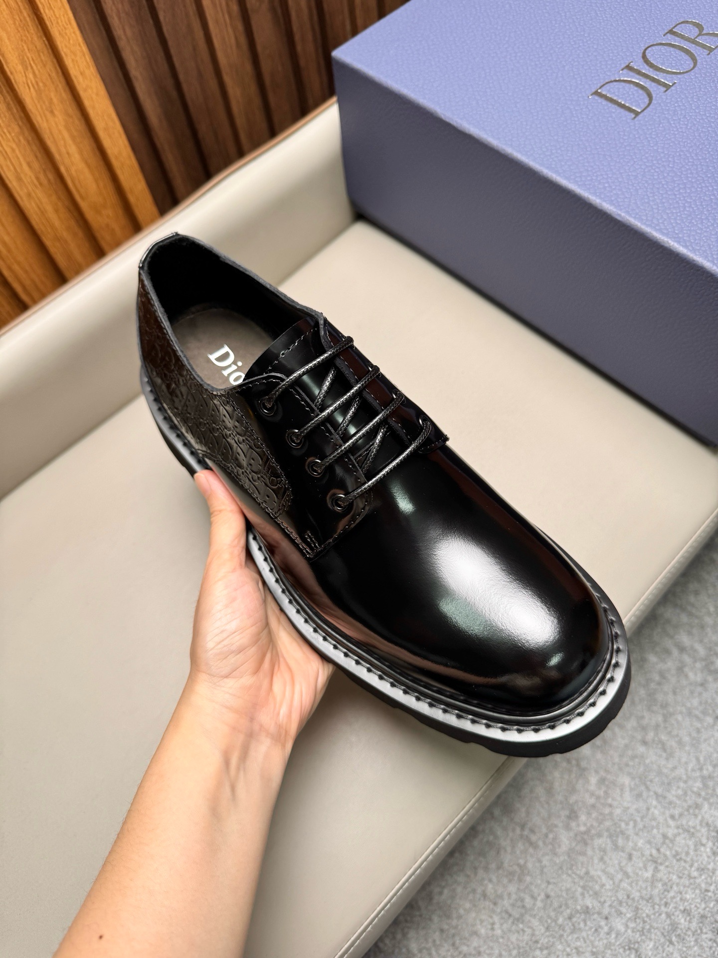 Дерби мужские в стиле Dior Homme из натуральной кожи чёрного цвета