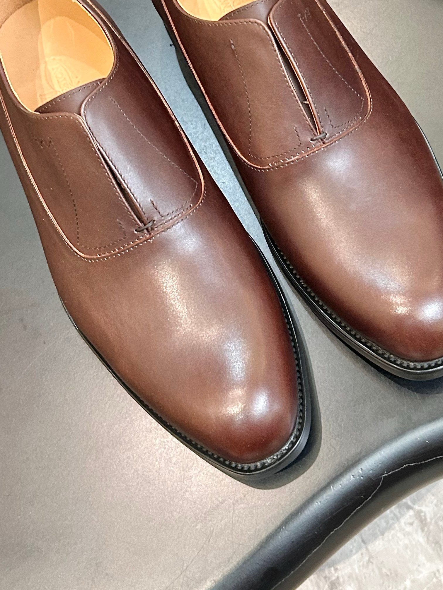 Туфли мужские J.M. Weston Iena Slip-On Oxford тёмно-коричневого цвета