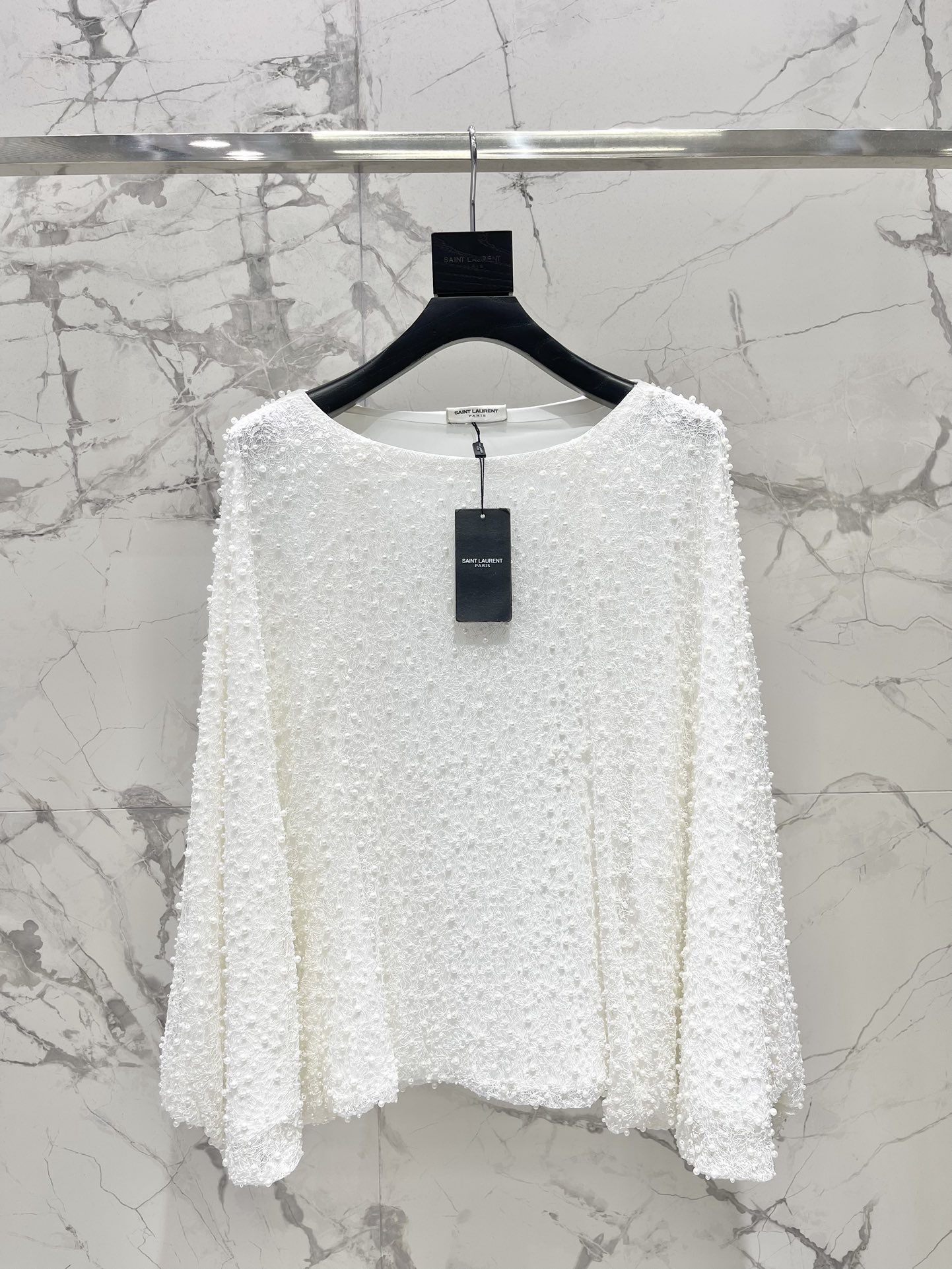 Блуза женская в стиле Saint Laurent белого цвета