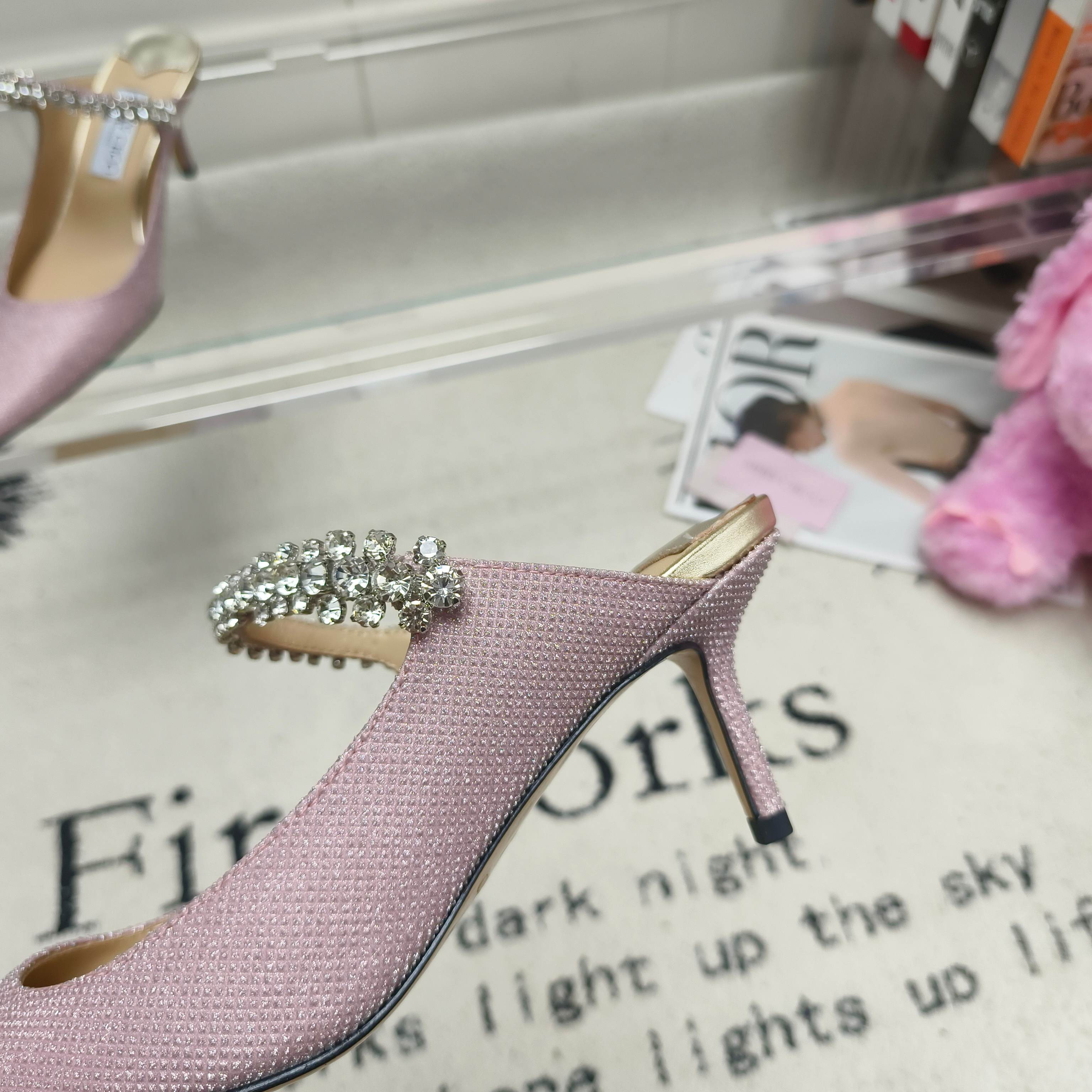 Мюли женские в стиле Jimmy Choo розового цвета