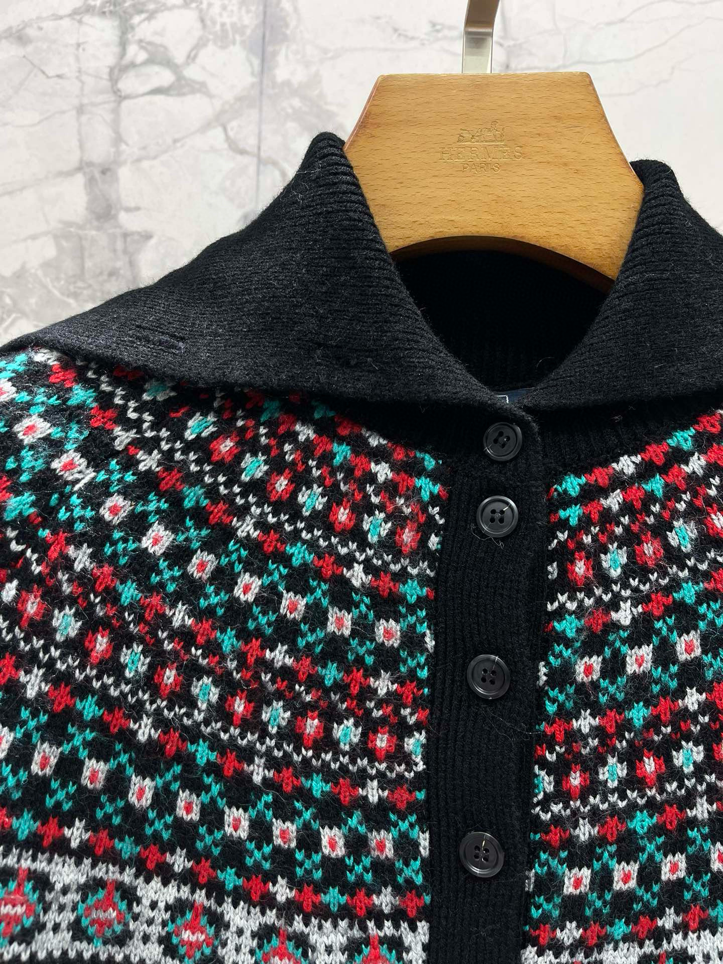 Кардиган женский в стиле Polo Ralph Lauren свободного кроя с узором Фэр-Айл тёмно-синего цвета