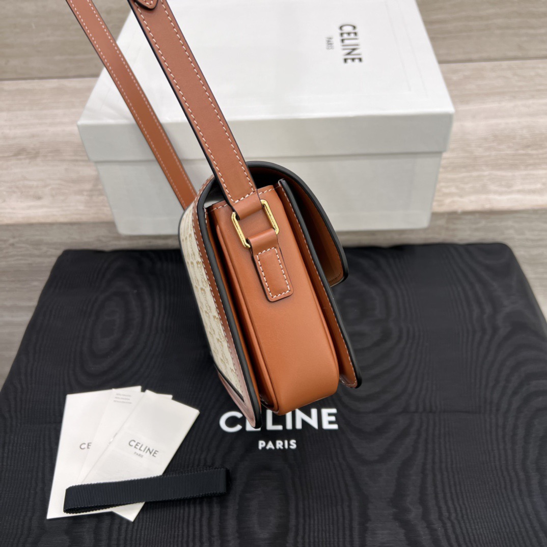 Сумка женская в стиле Celine Triomphe Canvas мини с кожаной отделкой