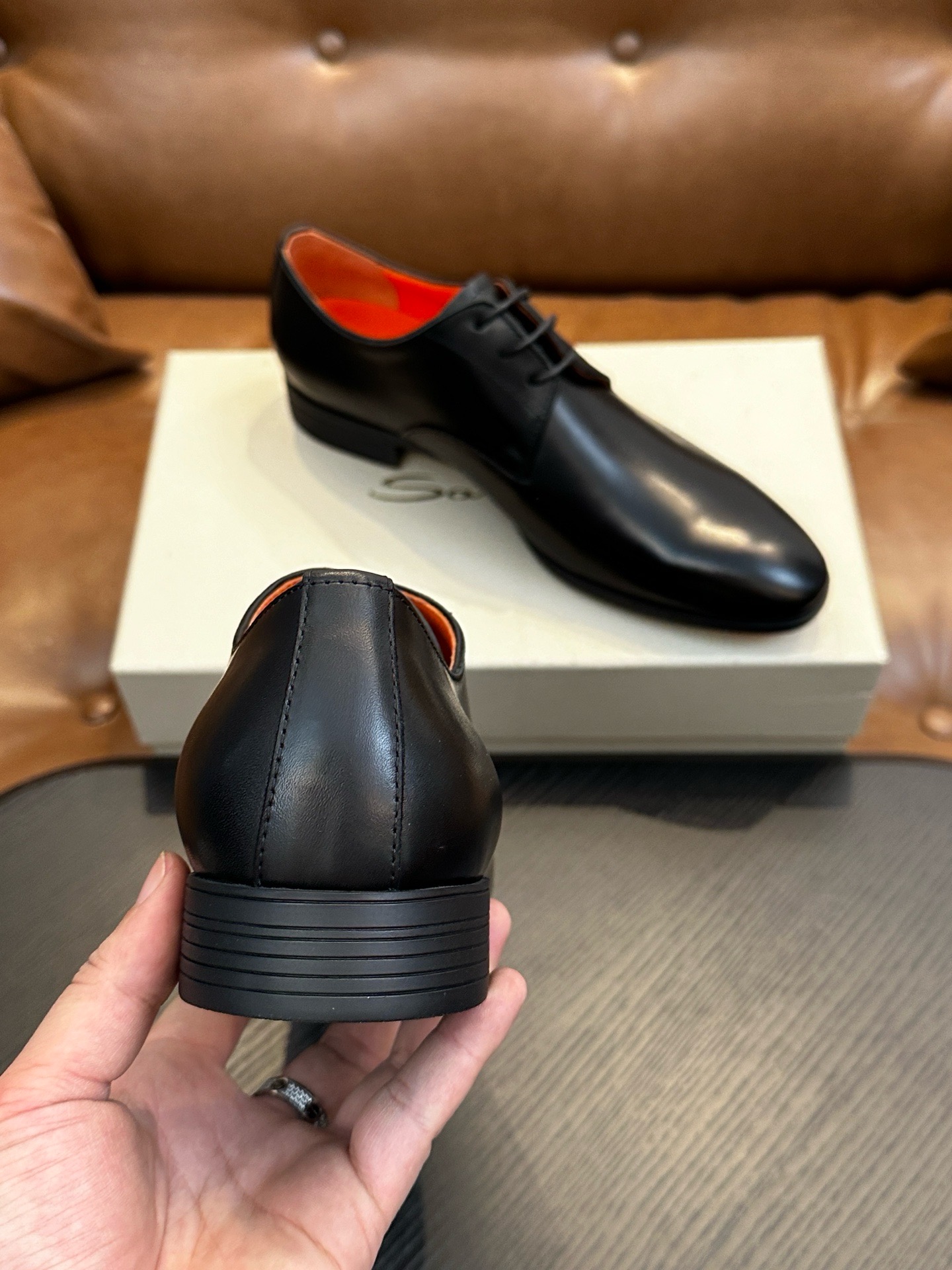 Дерби мужские в стиле Santoni чёрного цвета