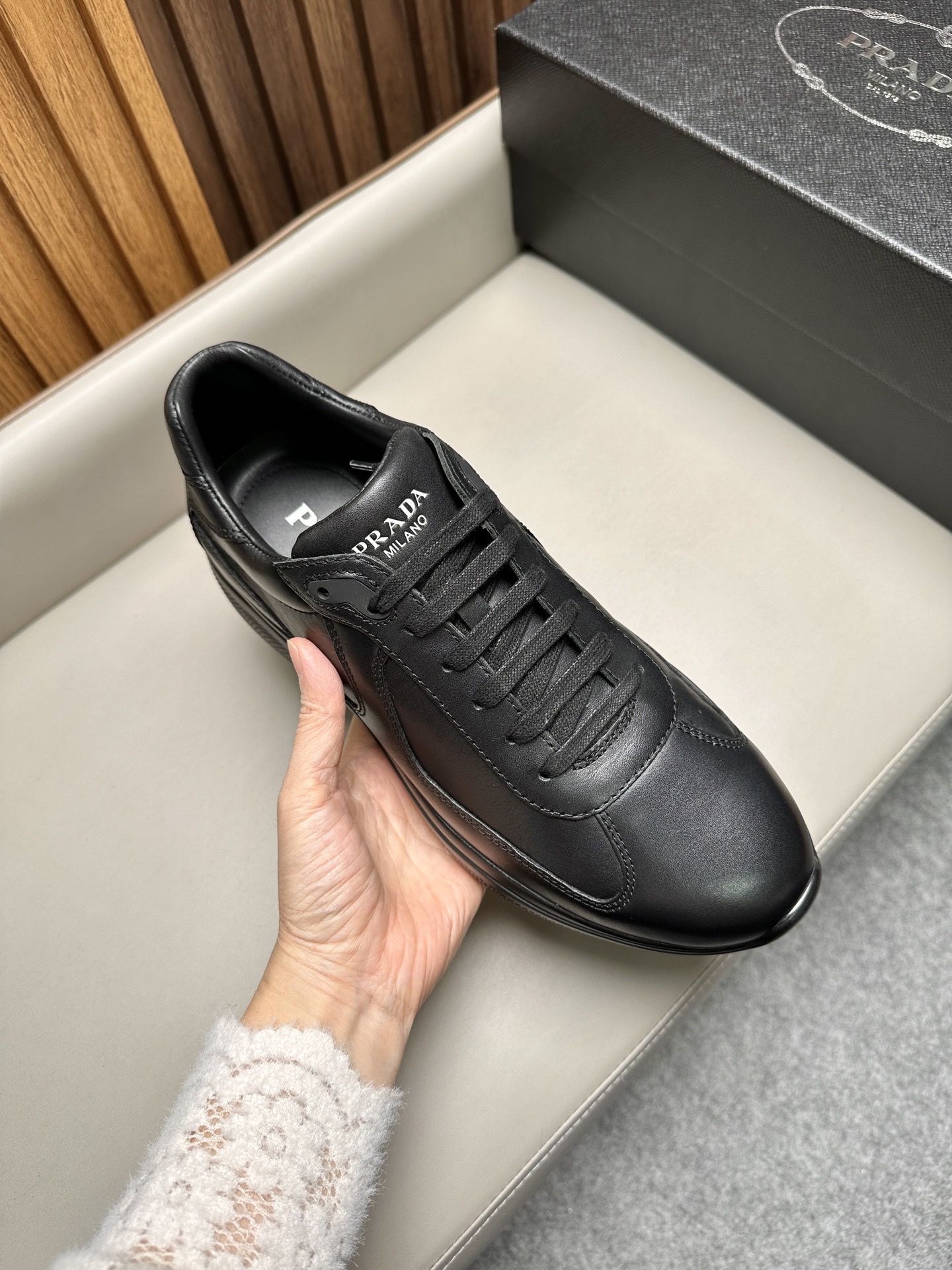 Кроссовки мужские Prada America's Cup чёрного цвета