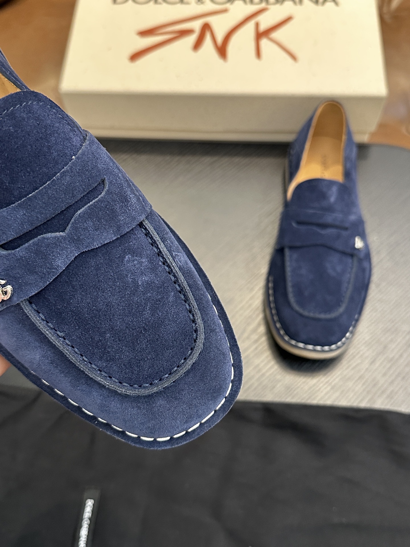 Лоферы мужские в стиле Dolce & Gabbana New Florio тёмно-синего цвета