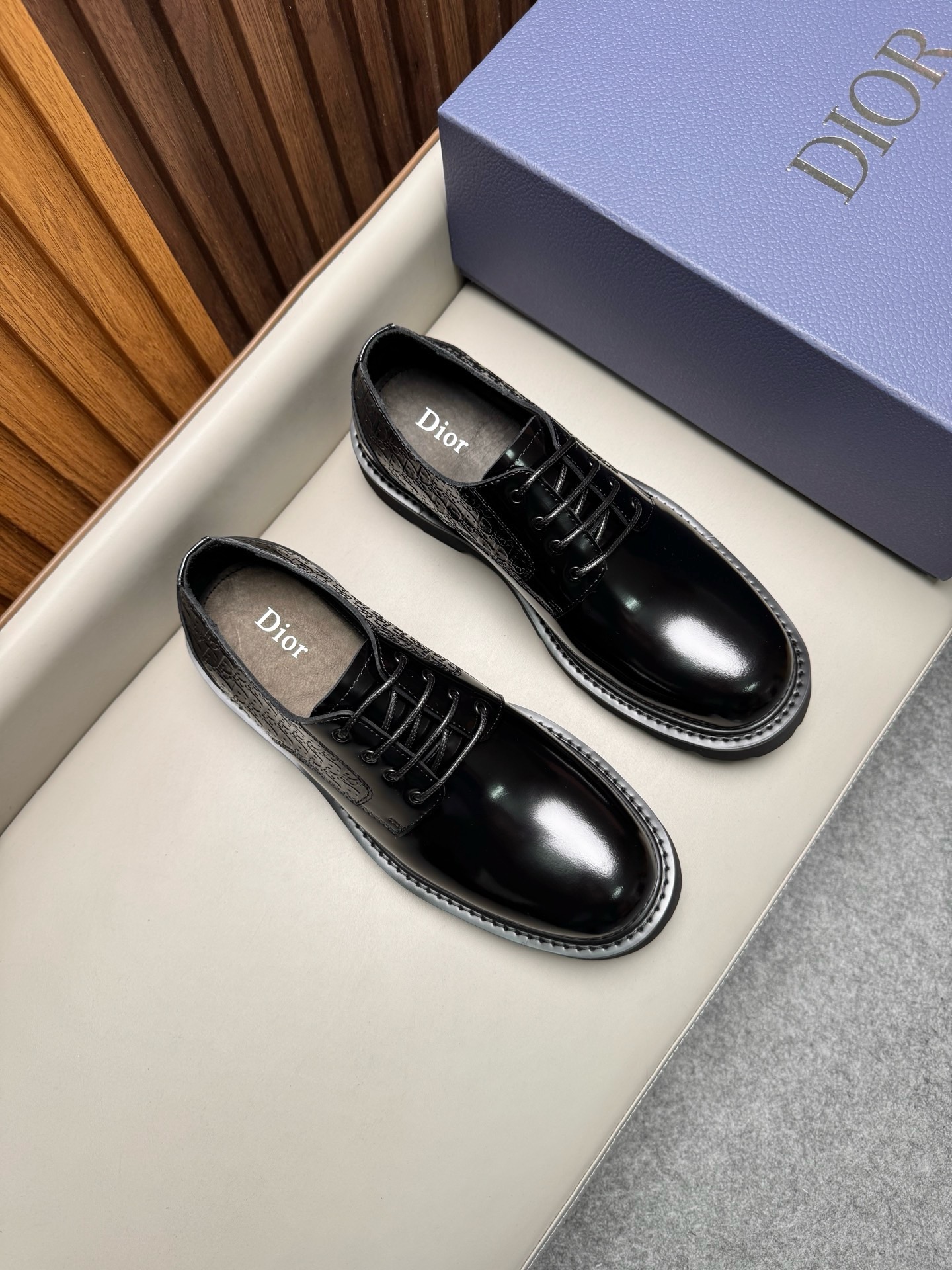 Дерби мужские в стиле Dior Homme из натуральной кожи чёрного цвета