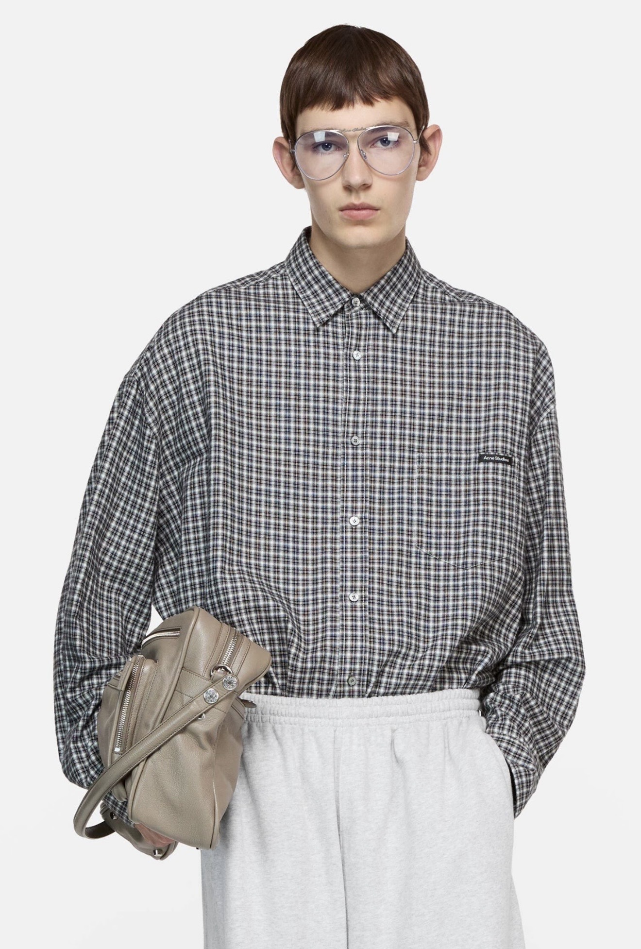 Рубашка мужская в стиле Acne Studios в чёрно-белую клетку