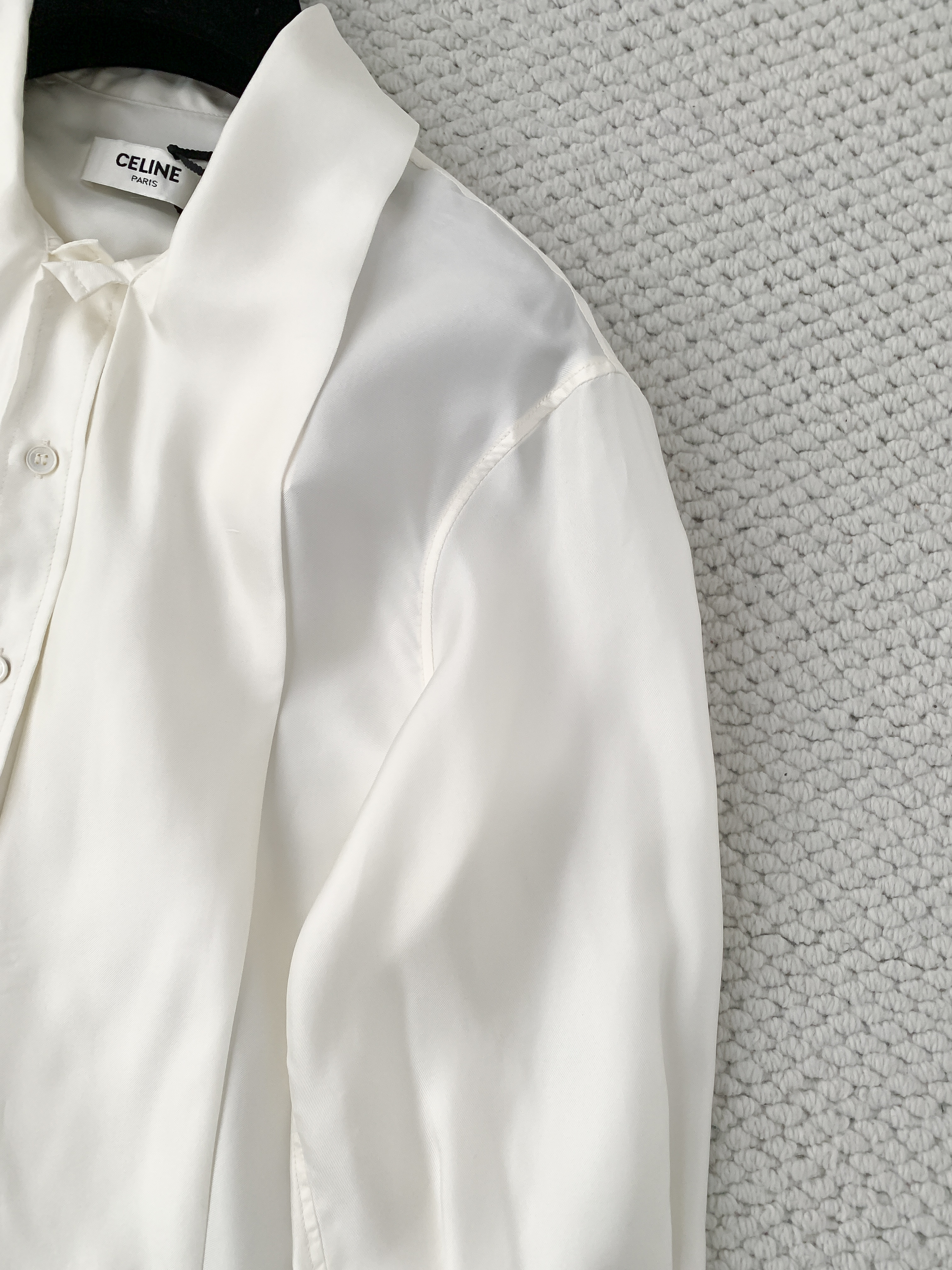 Рубашка женская в стиле Celine молочного цвета с длинным рукавом