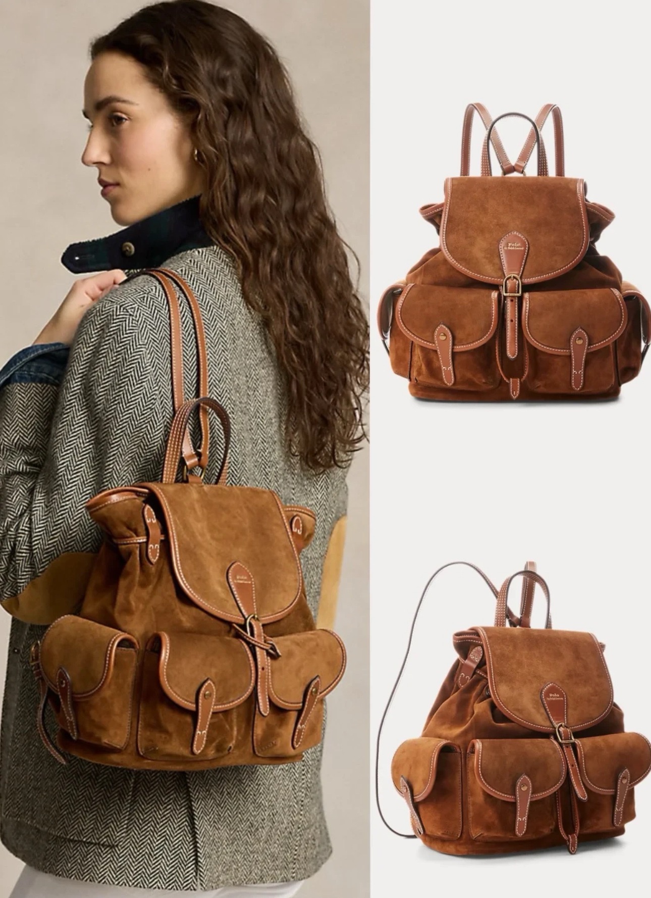 Рюкзак женский Polo Ralph Lauren коричневого цвета