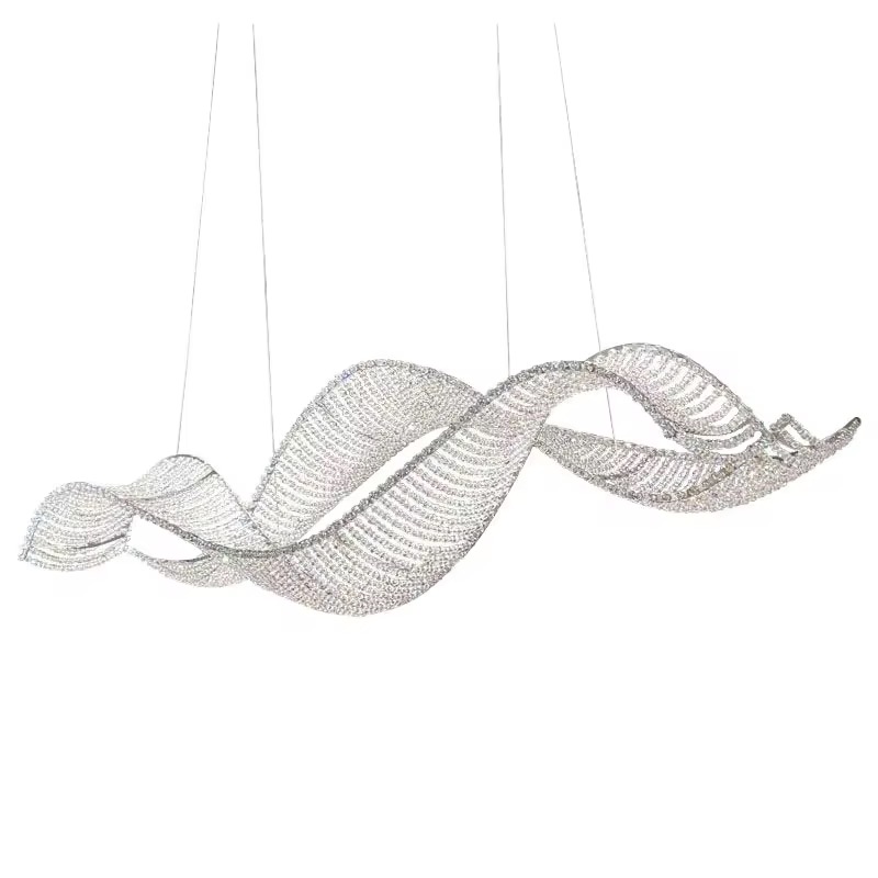 Люстра подвесная дизайнерская с кристаллами в волнообразной форме