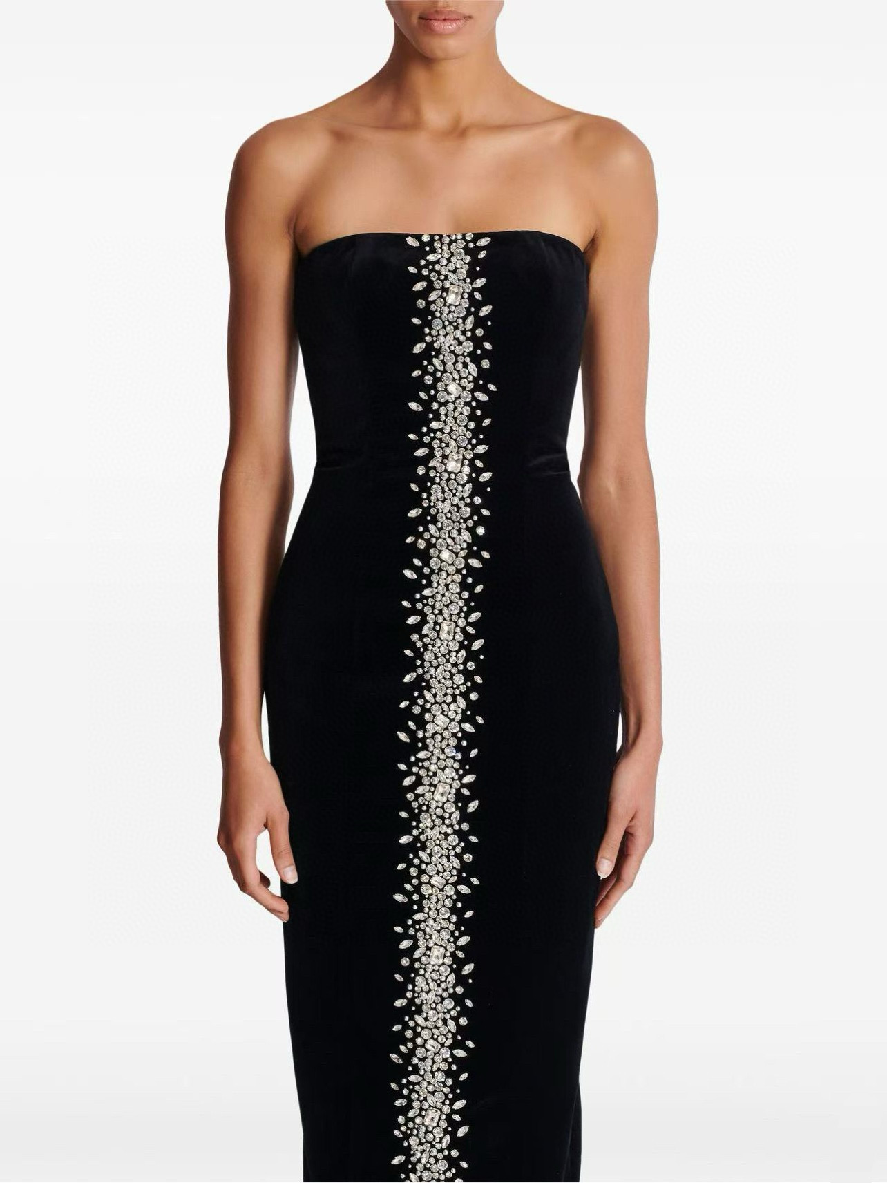 Платье женское в стиле Balmain из бархата с кристаллами