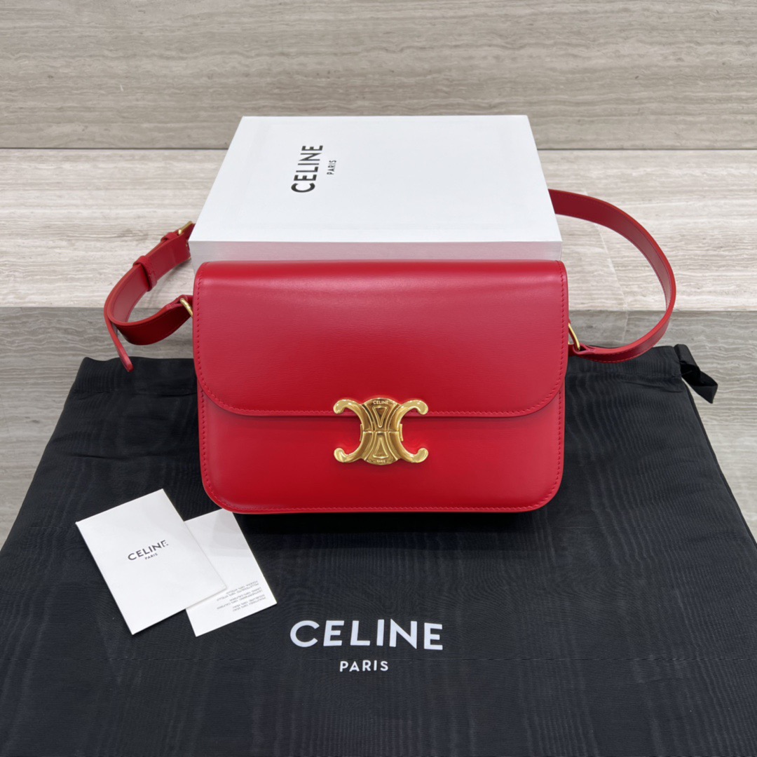 Сумка женская в стиле Celine Triomphe классическая средняя бордового цвета