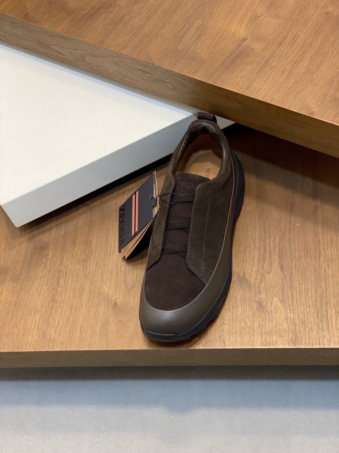 Кроссовки мужские Zegna Triple Stitch Monte тёмно-коричневого цвета