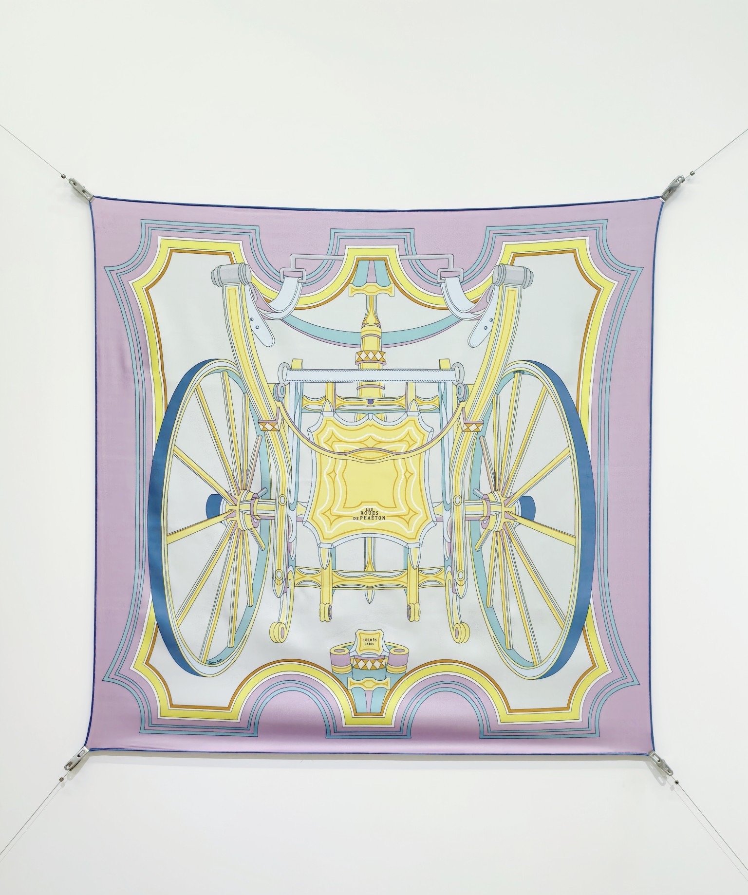 Платок женский в стиле Hermès из натурального шелка с принтом мультиколор