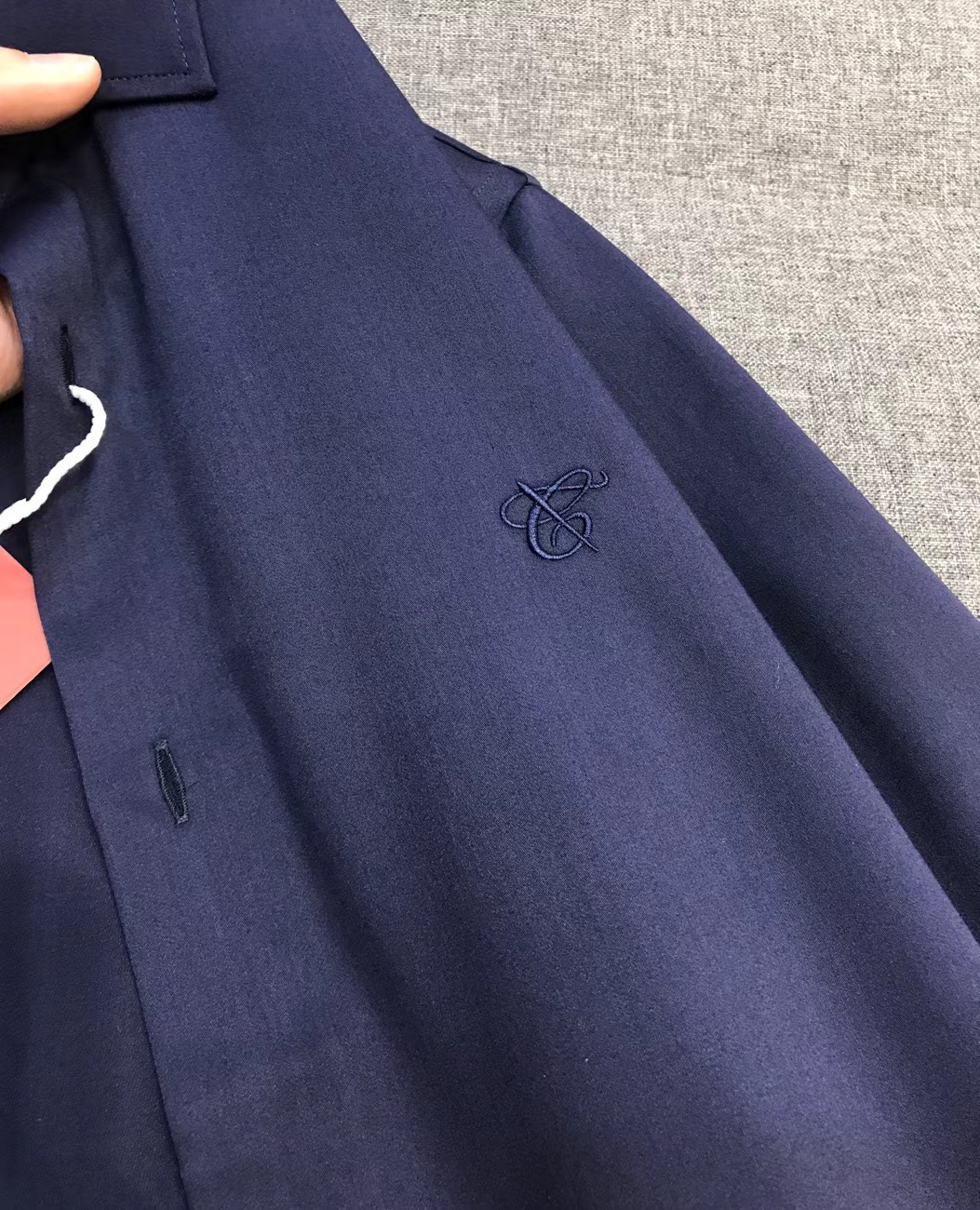 Рубашка мужская в стиле Canali тёмно-синего цвета с длинным рукавом