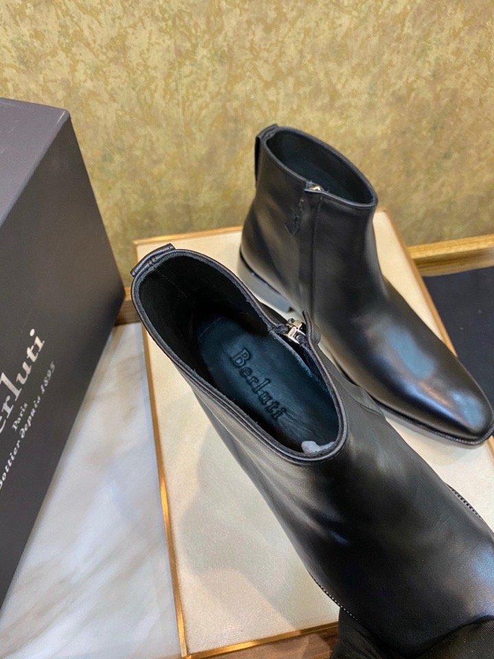 Ботинки мужские Berluti из натуральной кожи чёрного цвета