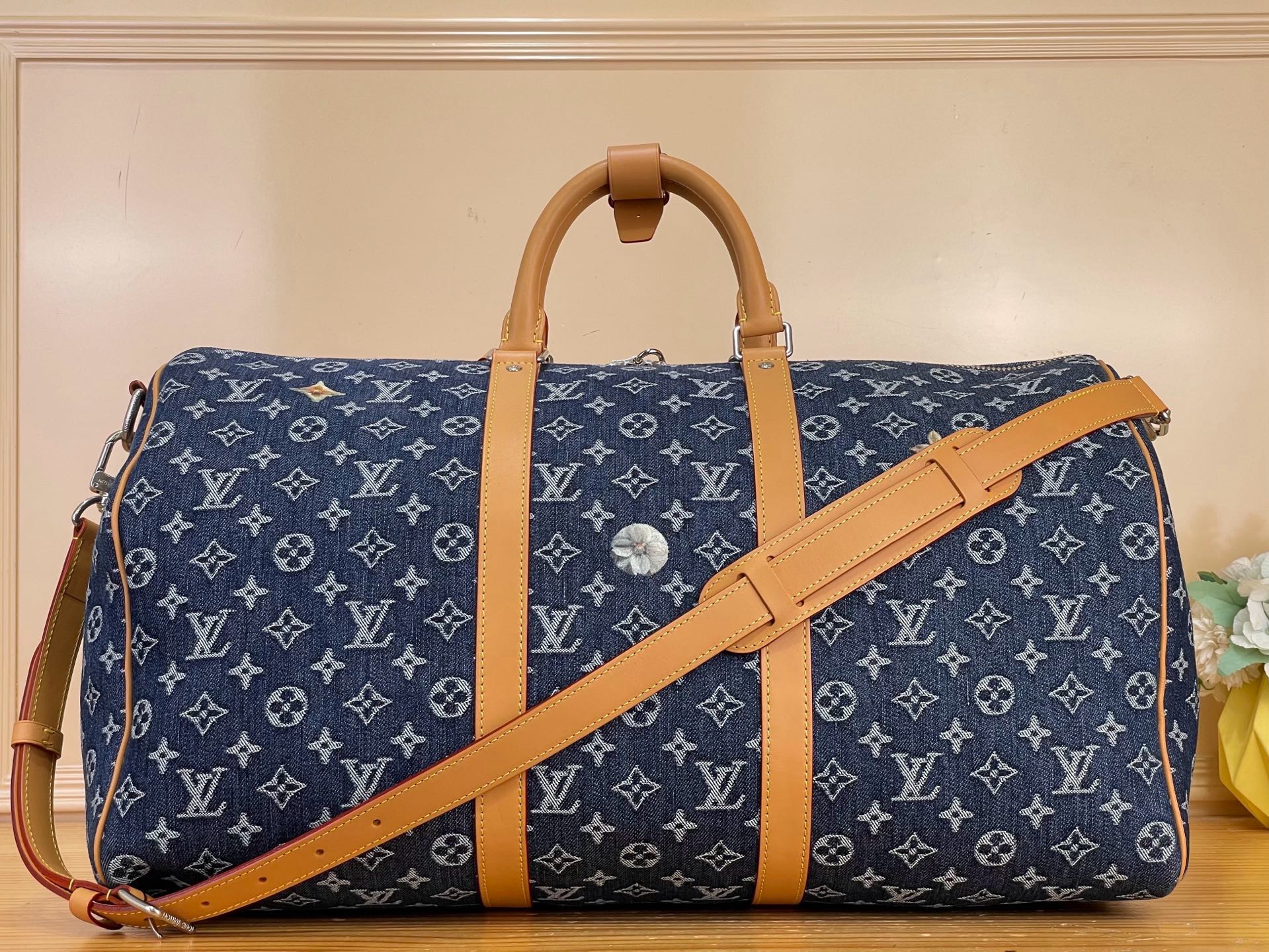  Сумка дорожная мужская Louis Vuitton Keepall Bandoulière 50 синего цвета