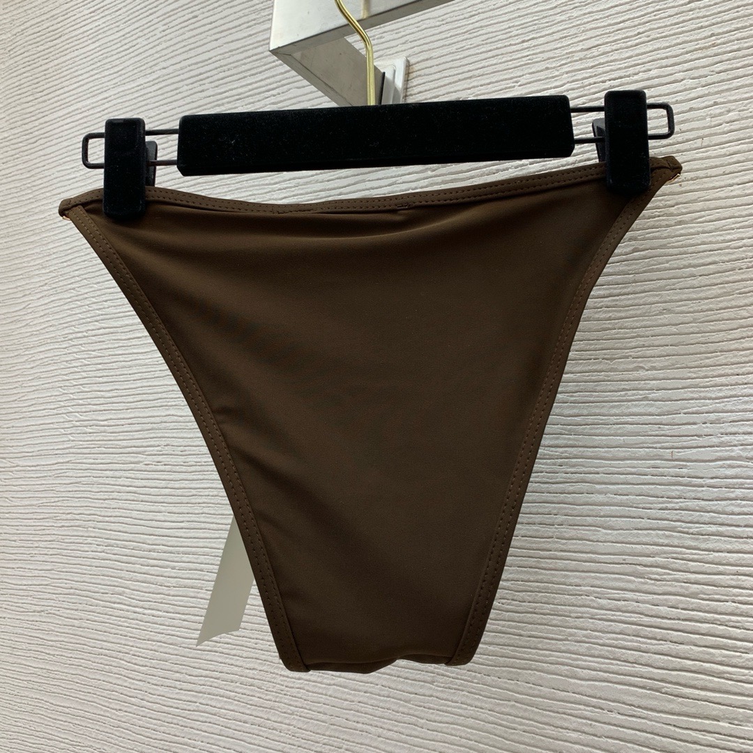 Купальник женский в стиле Gucci коричневого цвета с металлической фурнитурой