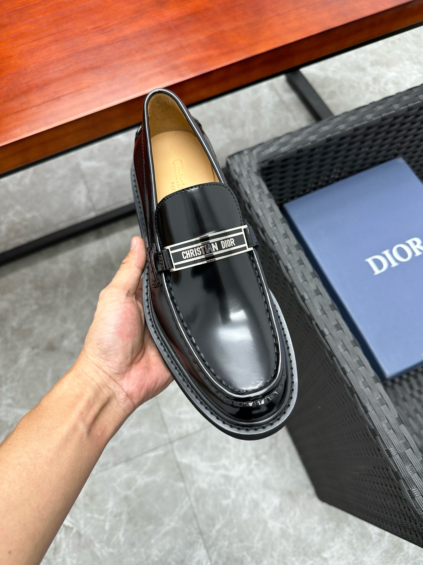 Лоферы мужские в стиле Dior Explorer чёрного цвета