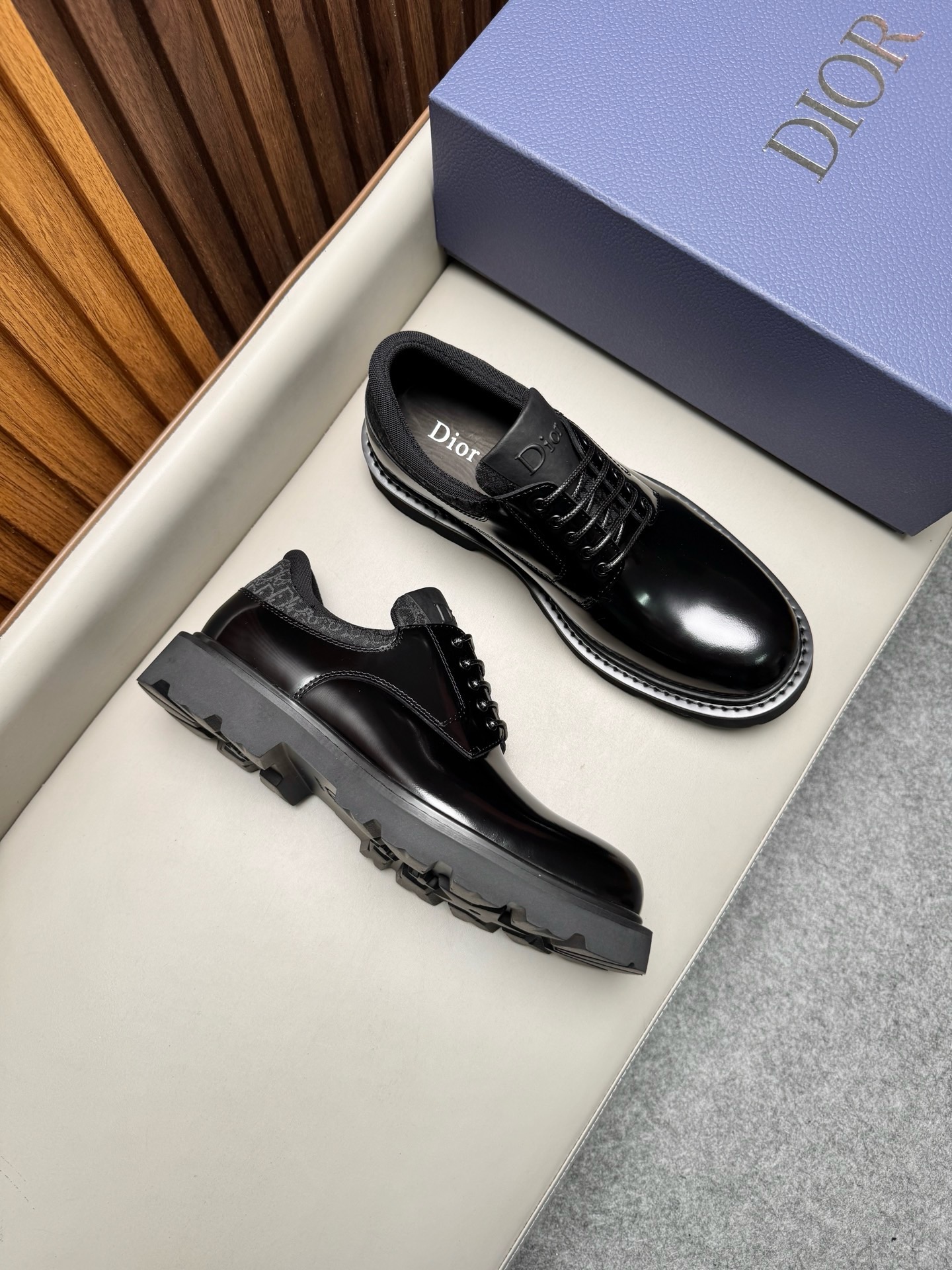 Дерби мужские в стиле Dior Homme чёрного цвета