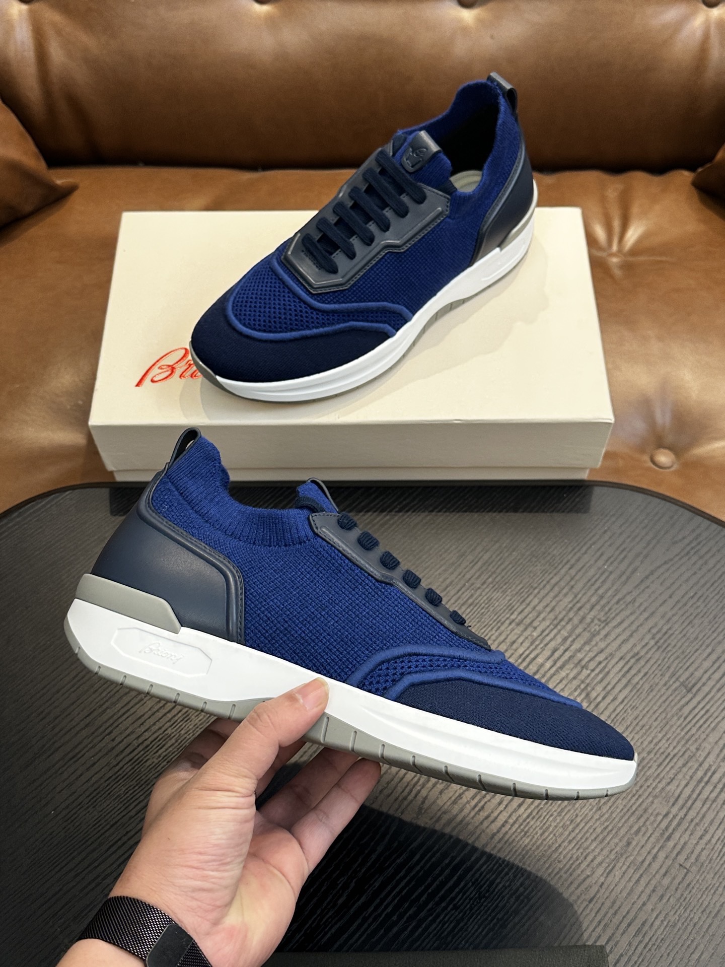 Кроссовки мужские в стиле Brioni синего цвета