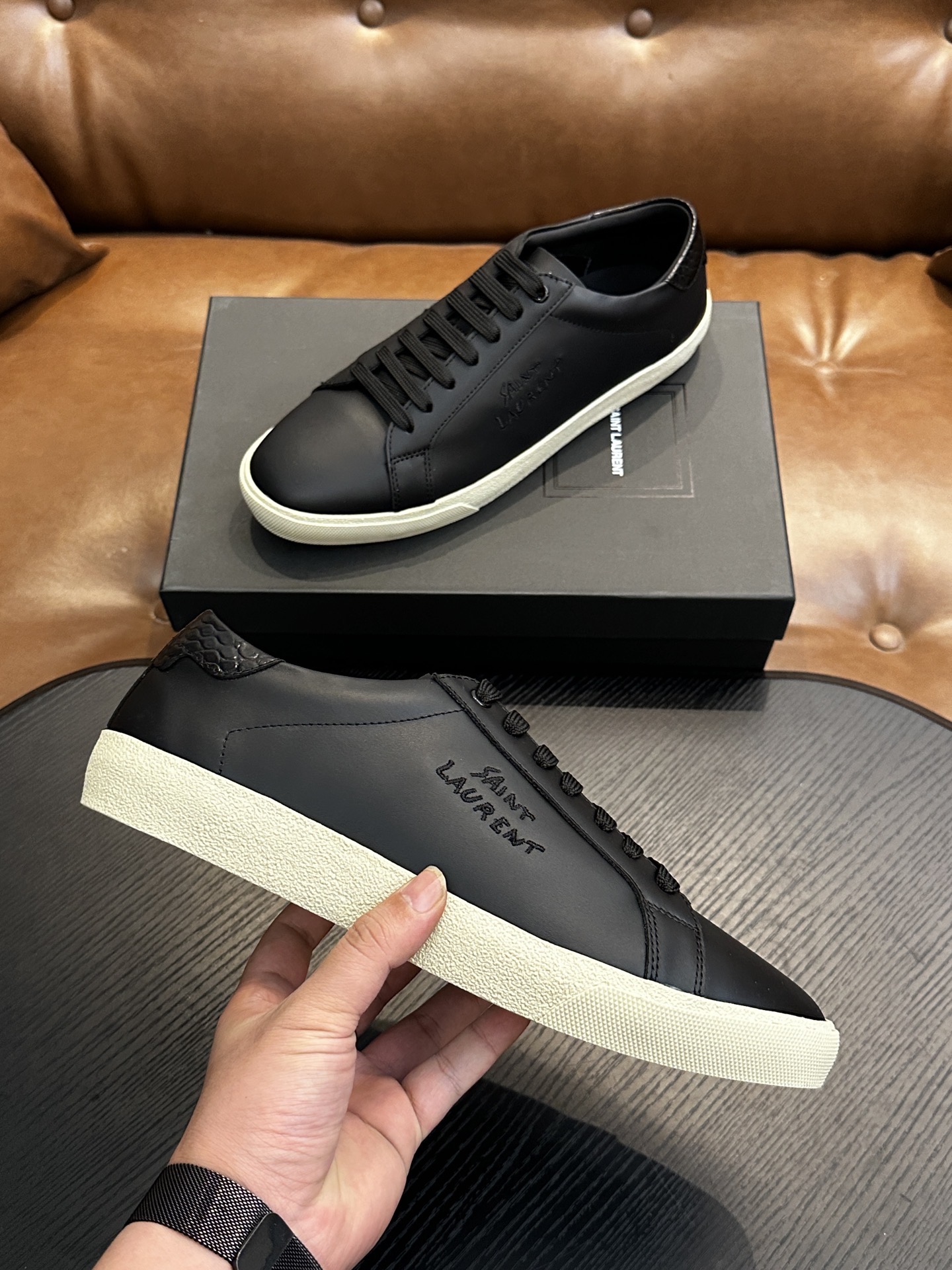 Кроссовки мужские в стиле Saint Laurent SL/61 черного цвета