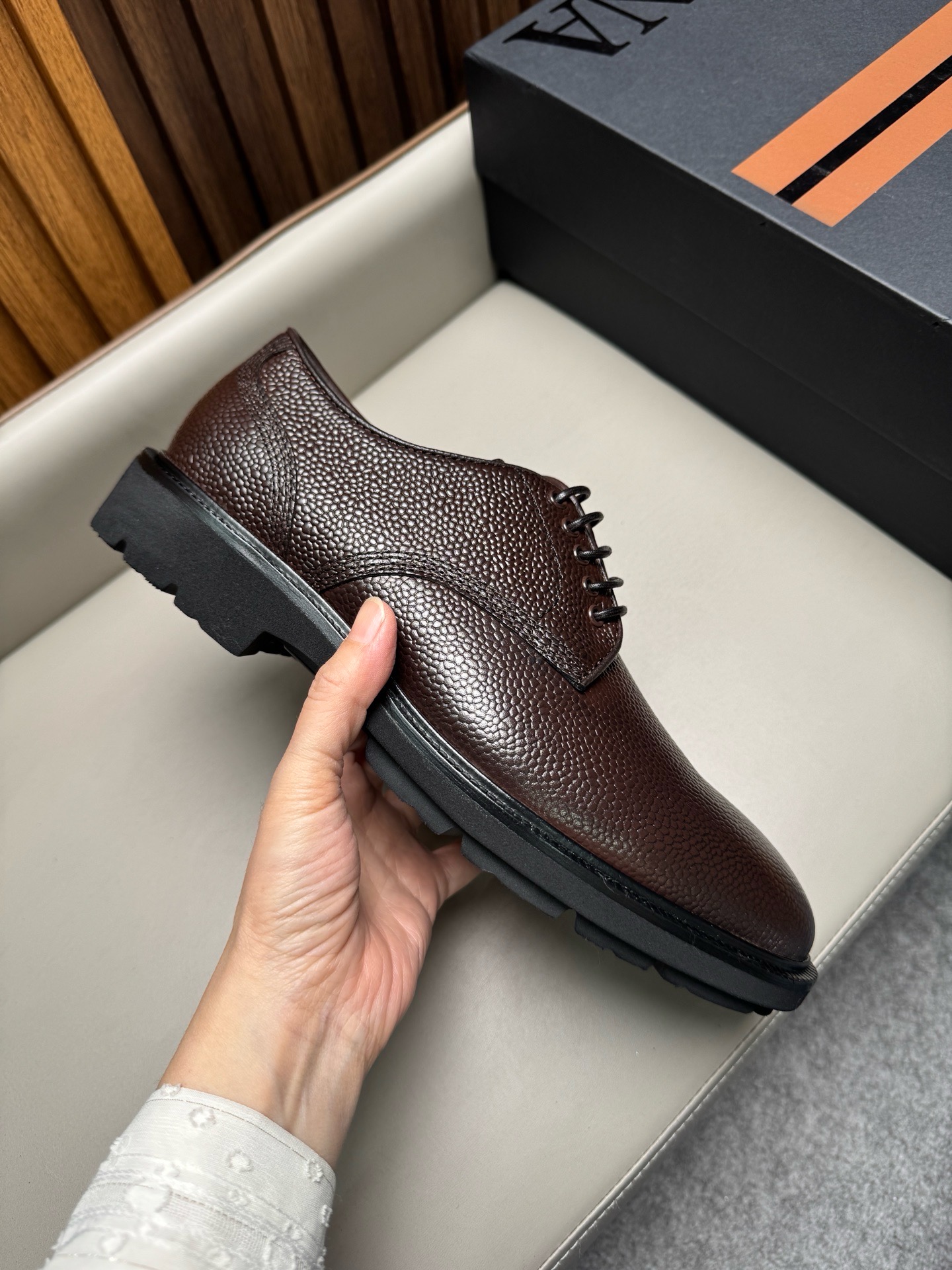 Дерби мужские в стиле Zegna Aosta коричневого цвета