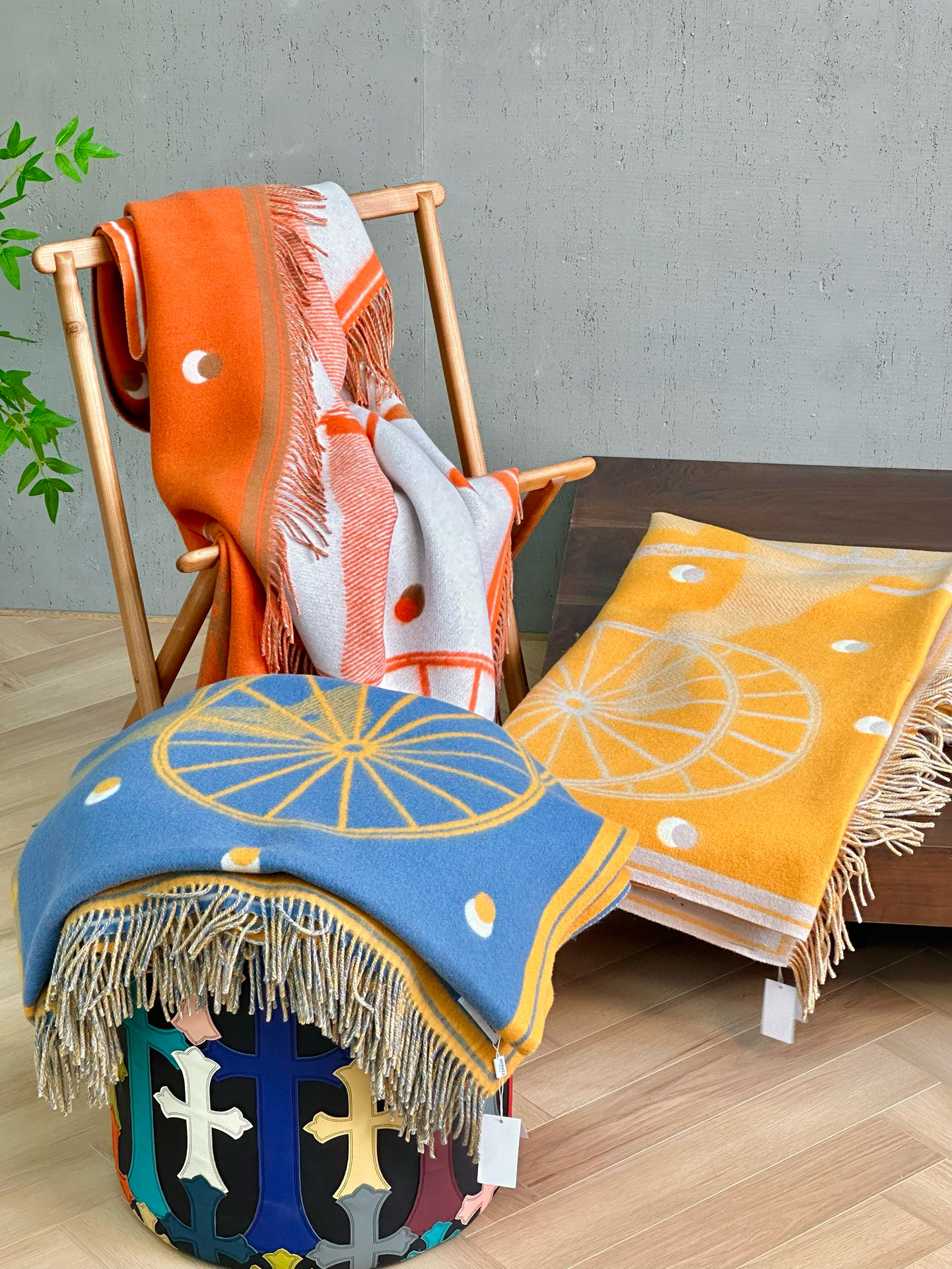 Плед унисекс в стиле Hermes Cheval Cabriolet из шерсти и кашемира (3 цвета)