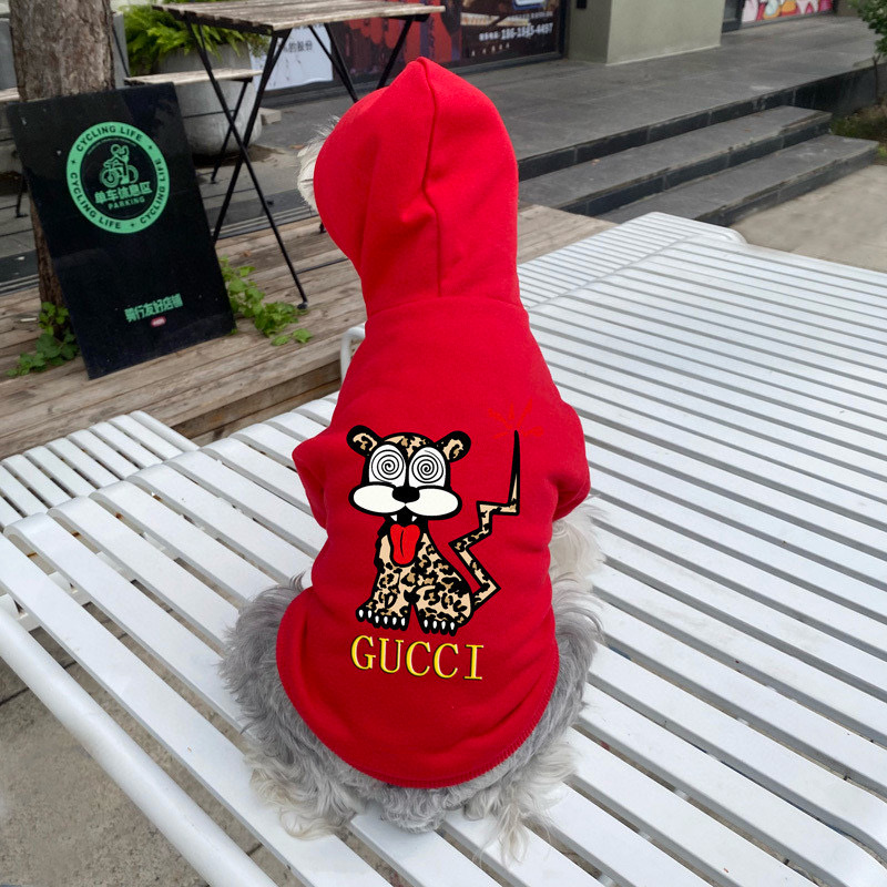 Худи для собак в стиле Gucci Tiger с принтом тигра красного цвета