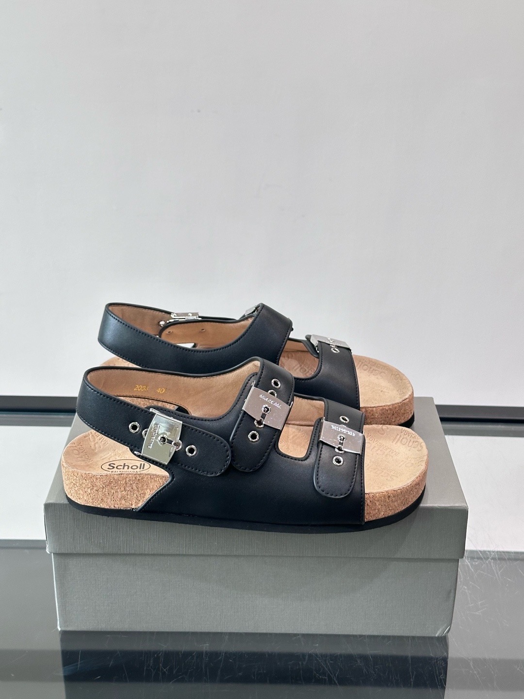 Сандалии мужские в стиле Balenciaga x Birkenstock Boston черного цвета