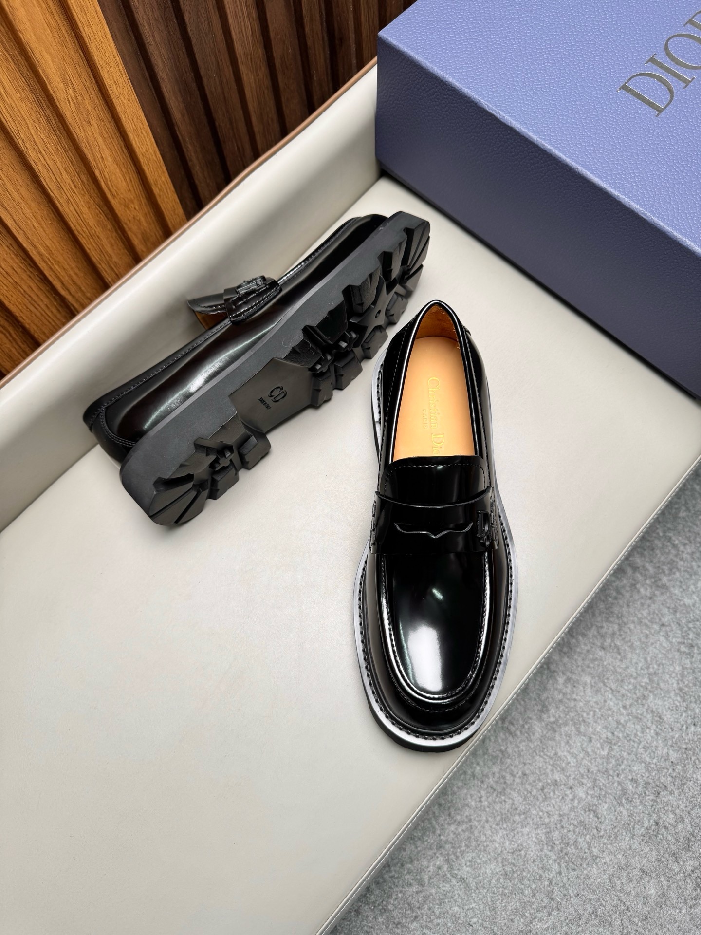 Лоферы мужские в стиле Dior Homme чёрного цвета