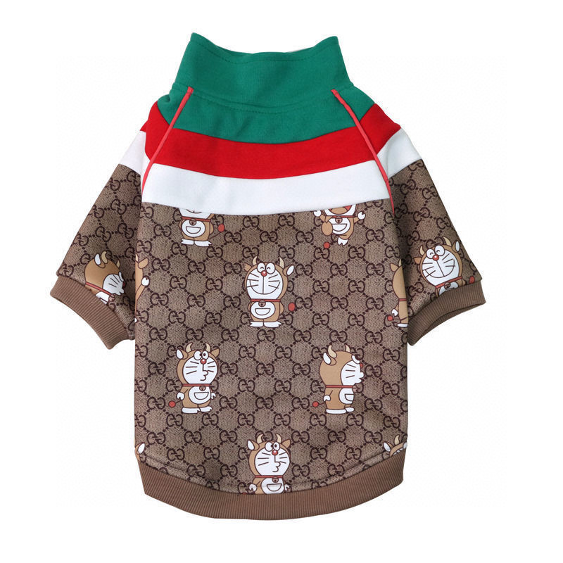 Куртка для собак в стиле Gucci × Doraemon с монограммным принтом