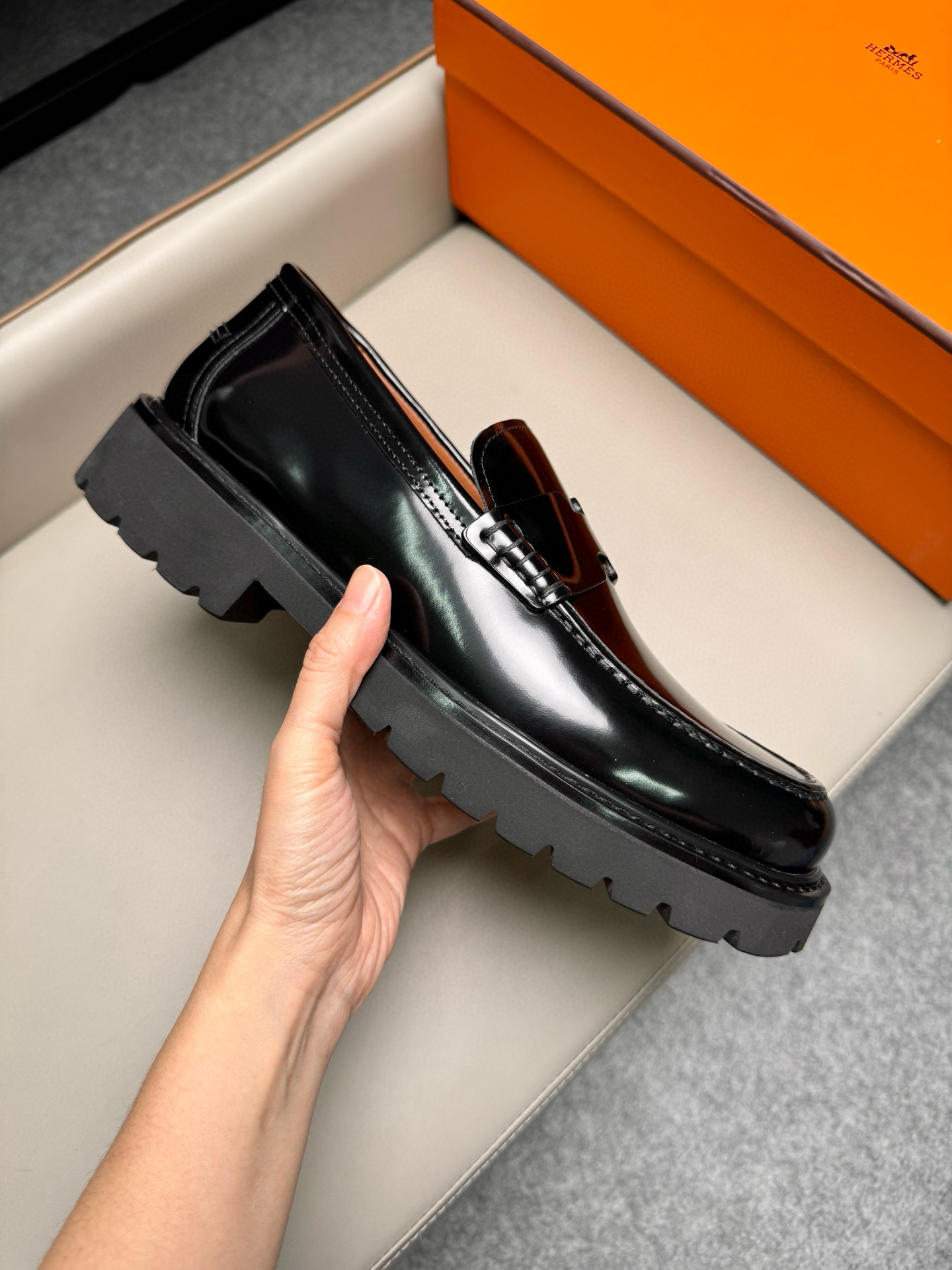 Лоферы мужские Hermes чёрного цвета