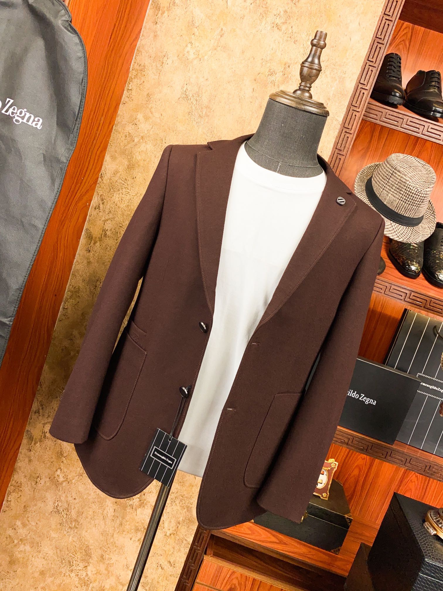 Пиджак мужской в стиле Zegna классический коричневого цвета