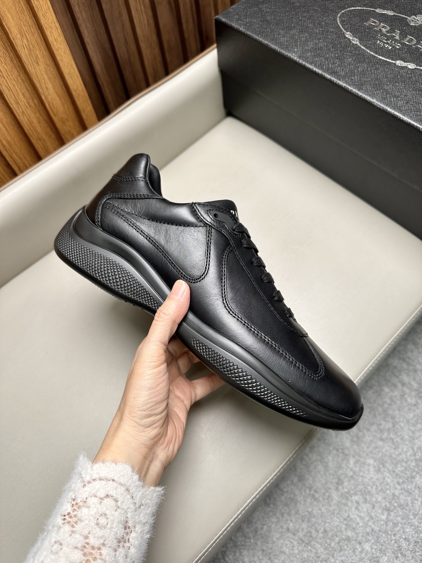 Кроссовки мужские Prada America's Cup чёрного цвета