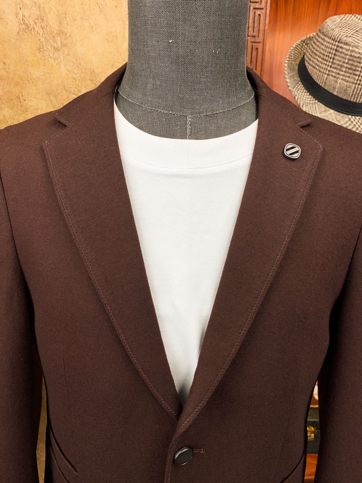 Пиджак мужской в стиле Zegna классический коричневого цвета