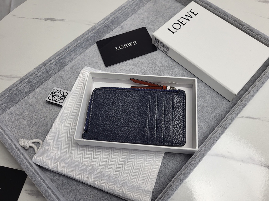 Картхолдер в стиле Loewe Anagram L1103 сапфирово-синего  цвета