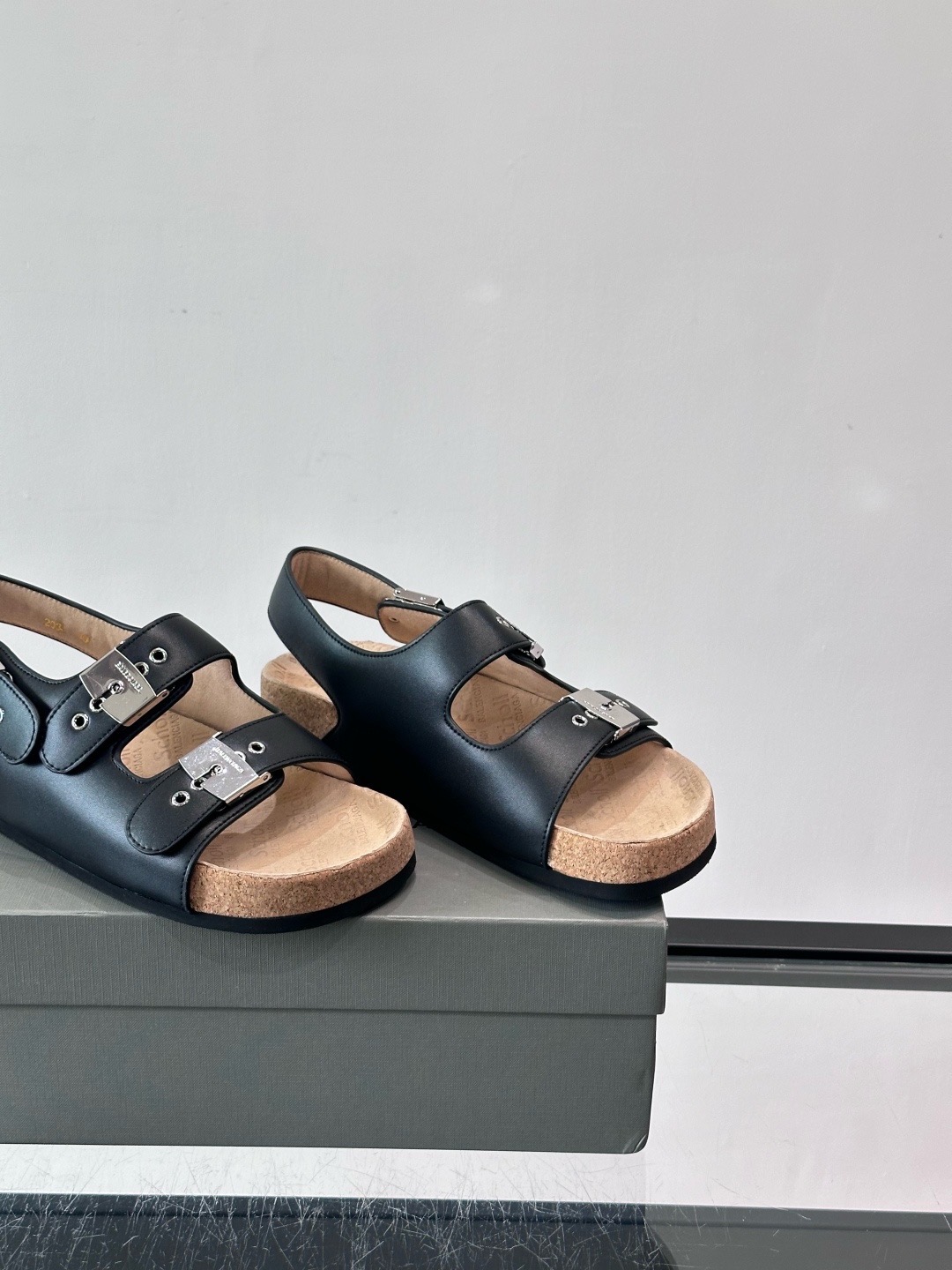 Сандалии мужские в стиле Balenciaga x Birkenstock Boston черного цвета