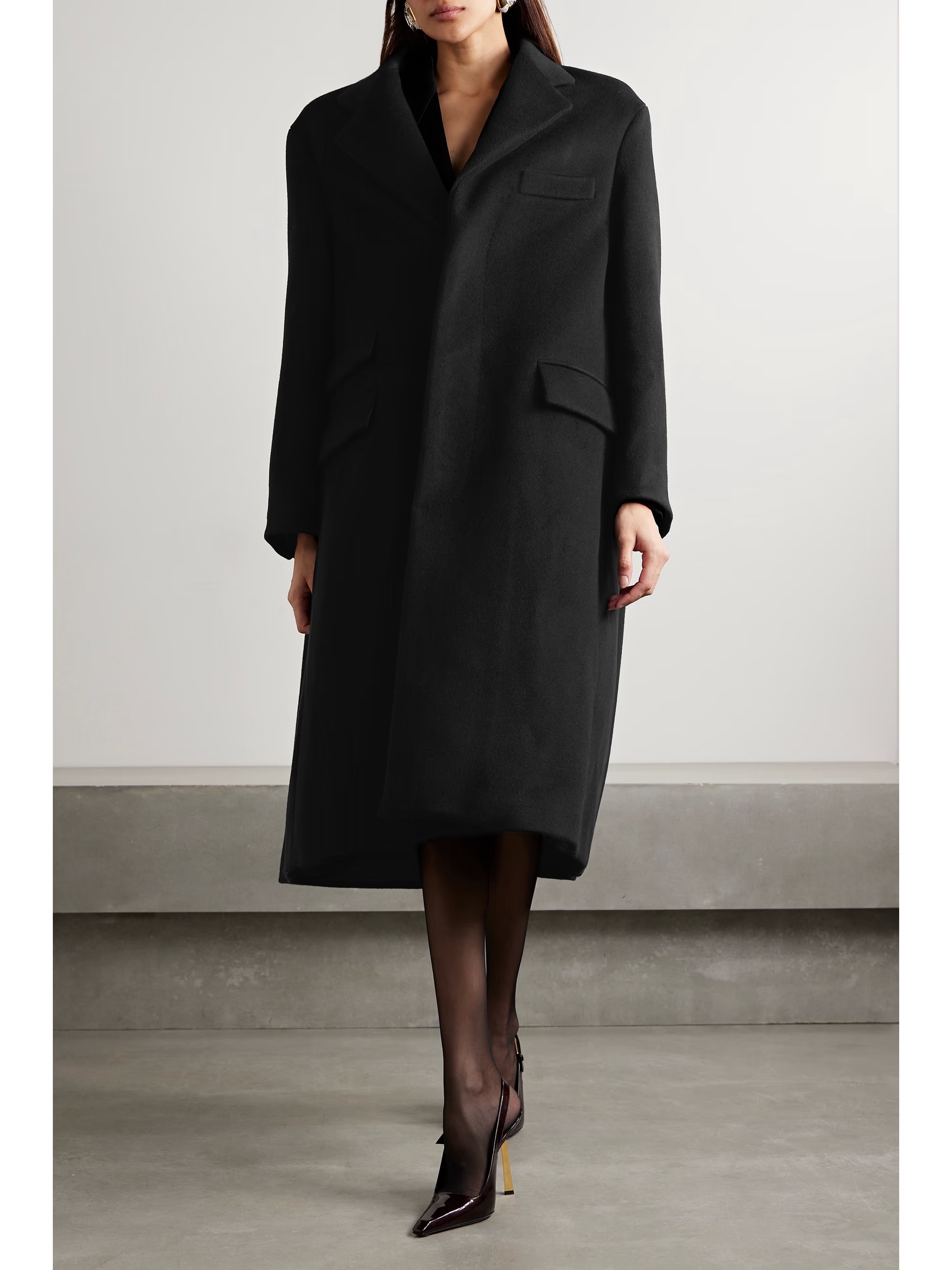 Пальто женское в стиле Saint Laurent из шерсти, свободного кроя