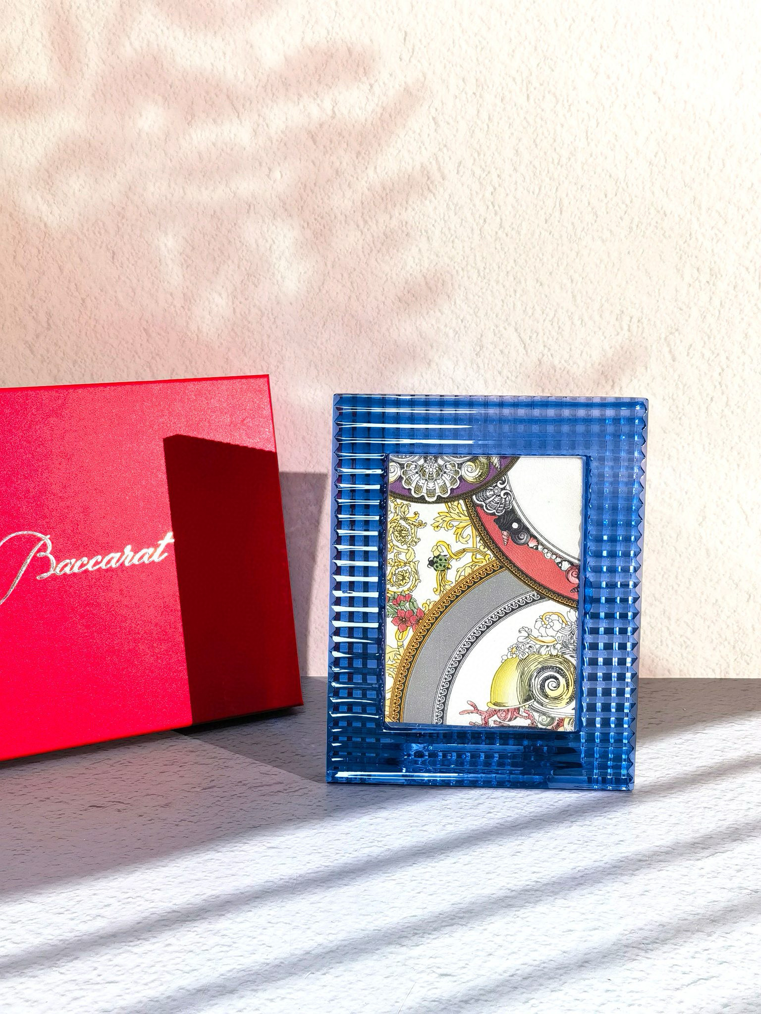 Хрустальная фоторамка в стиле Baccarat Brilliant Series, синего цвета