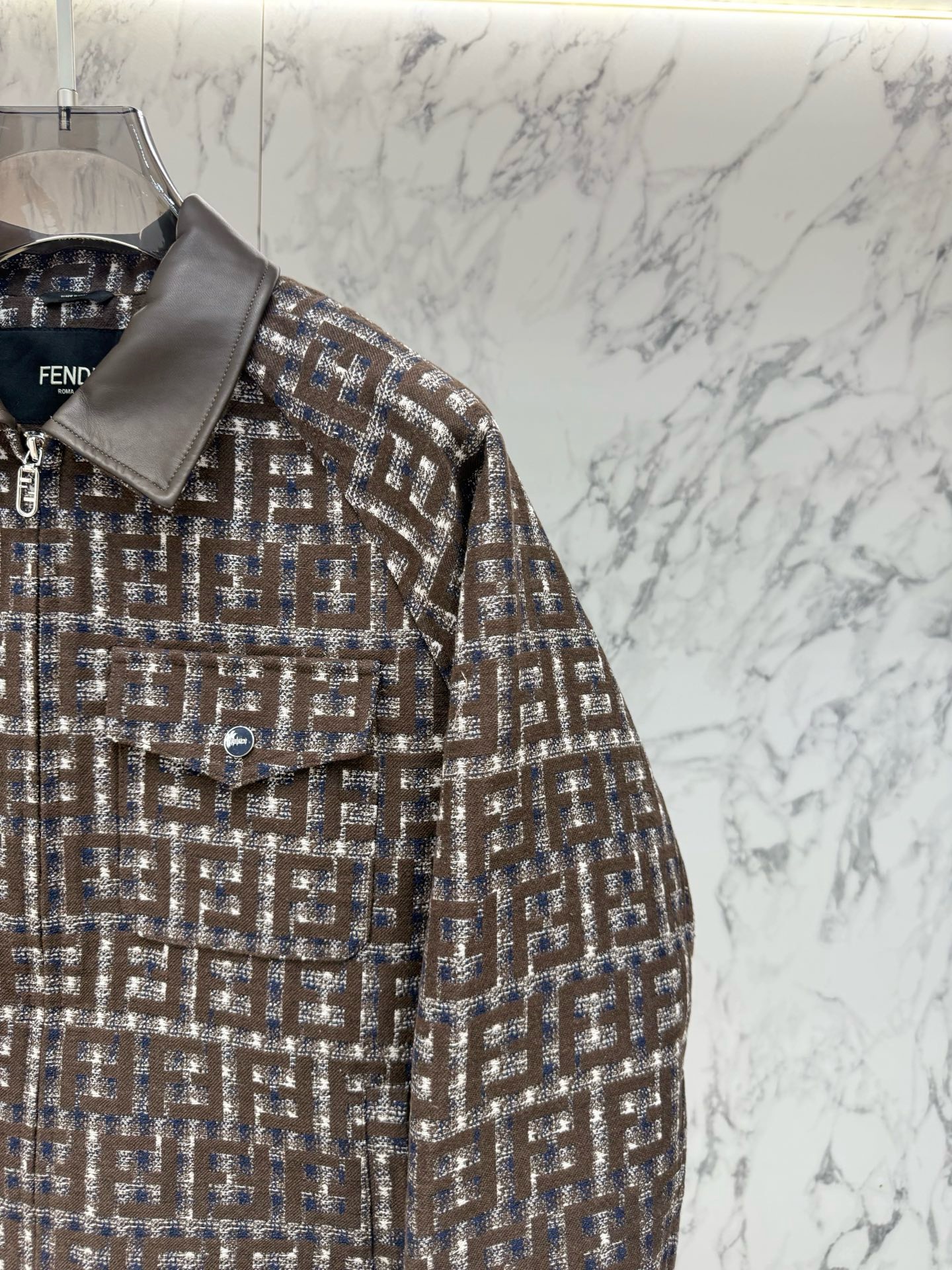 Куртка мужская Fendi FF Jacquard Blouson коричневого цвета с монограммой FF