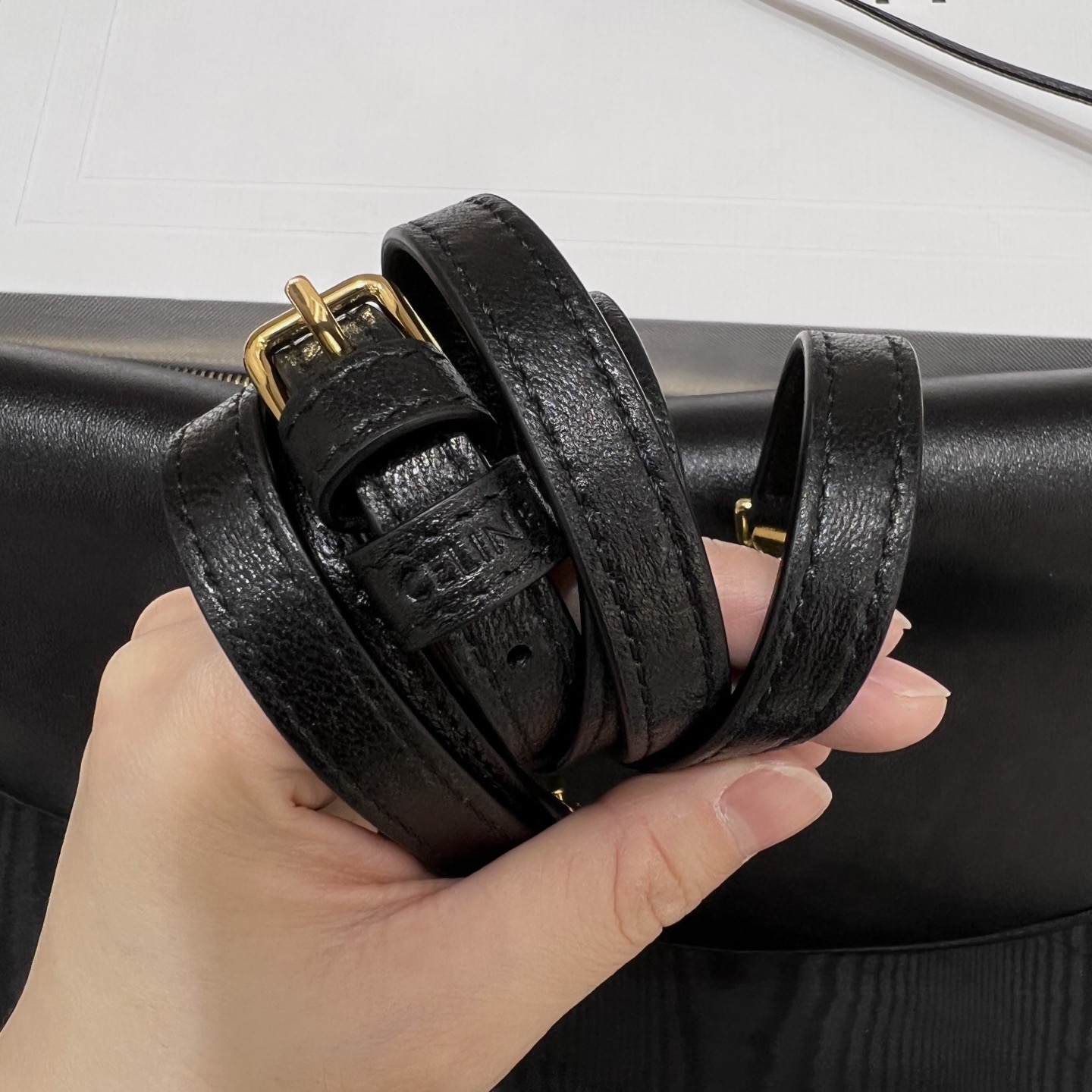 Сумка женская в стиле Celine Soft Triomphe Halfmoon чёрного цвета