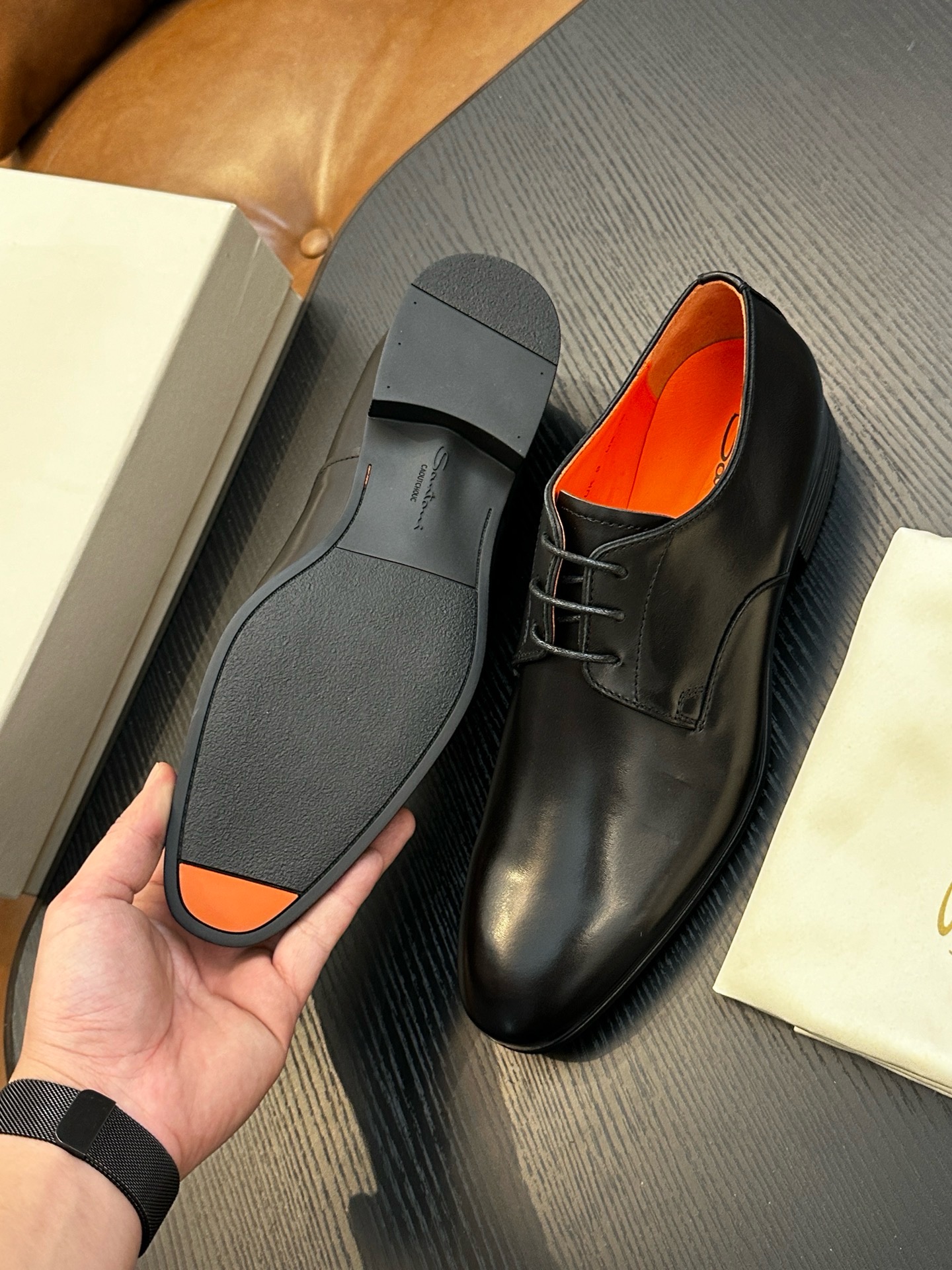 Дерби мужские в стиле Santoni чёрного цвета
