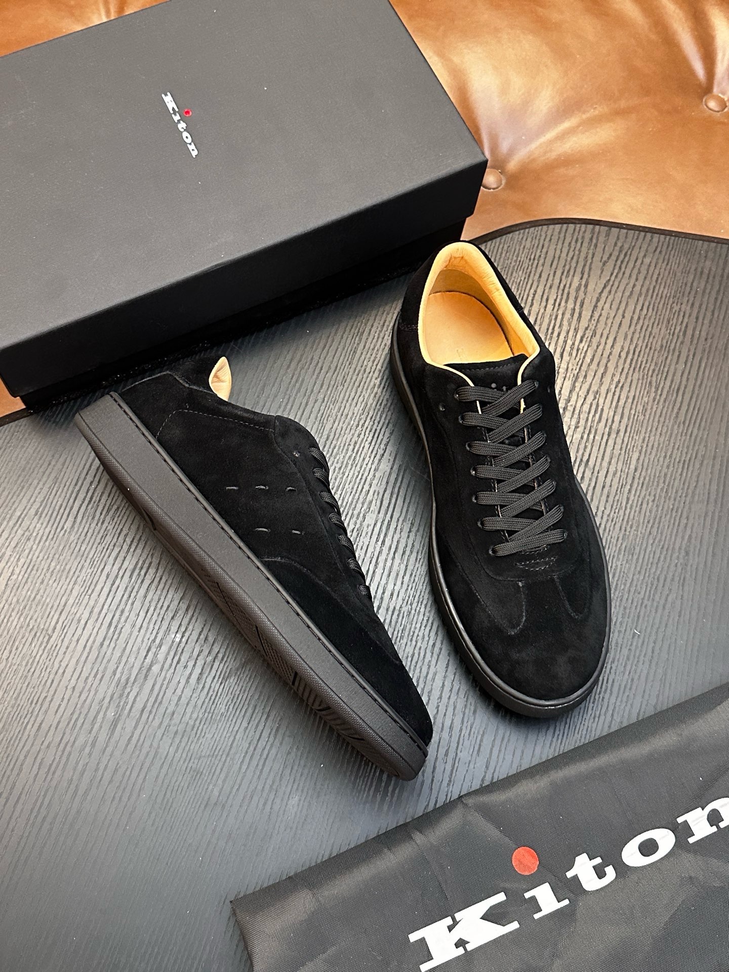 Кеды мужские в стиле Kiton чёрного цвета