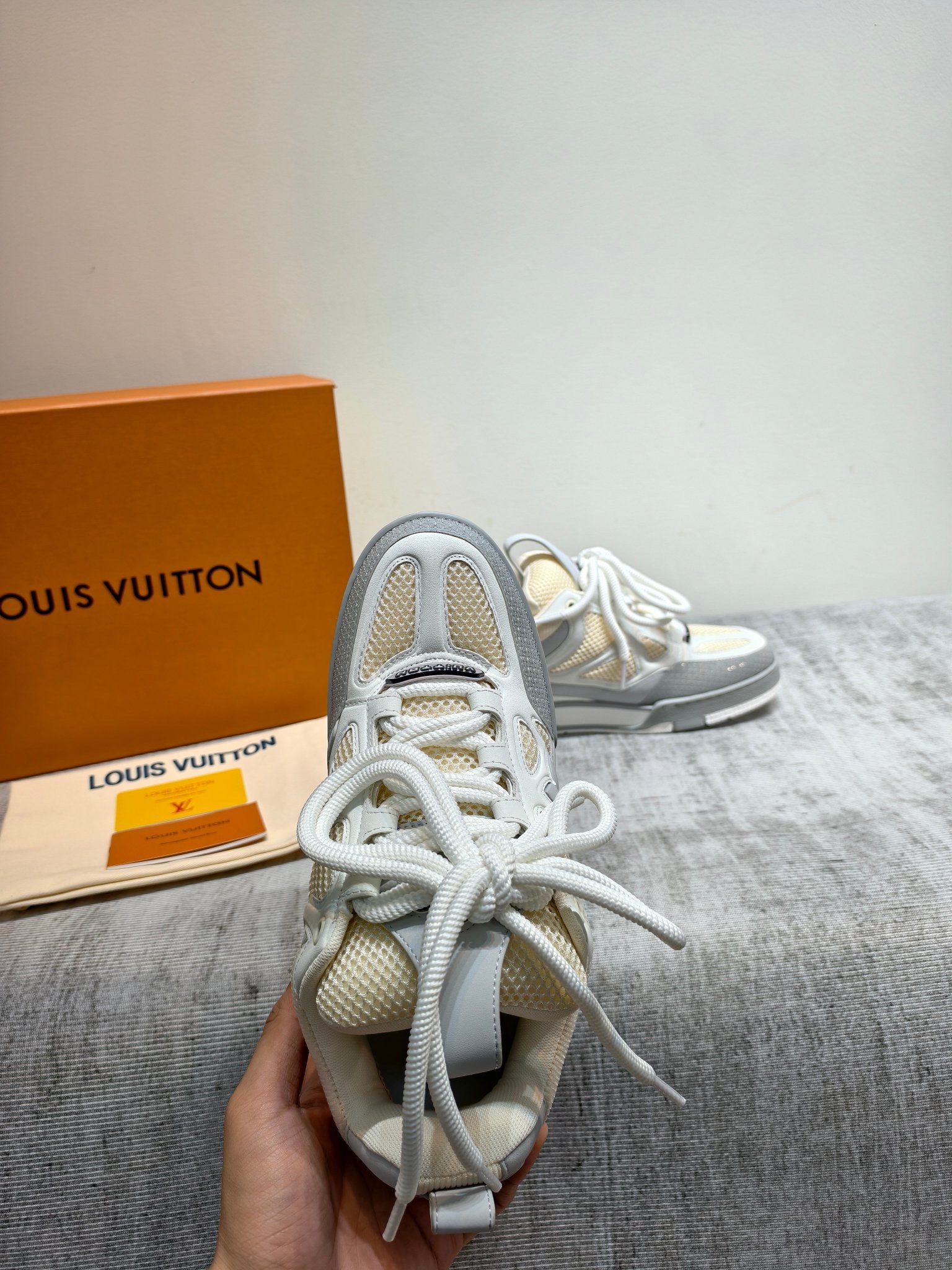 Кроссовки Louis Vuitton Trainer Skate серо-белого цвета