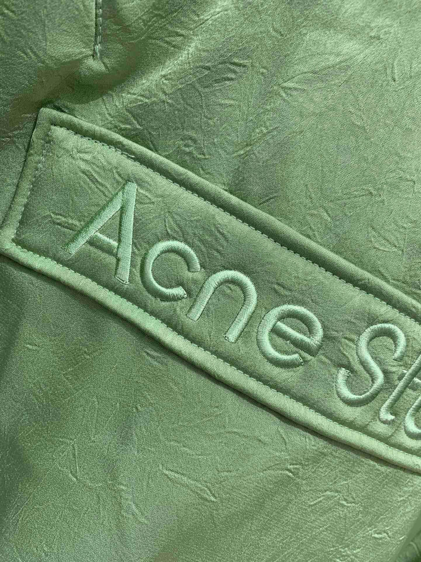Куртка-бомбер женская в стиле Acne Studios из плотного хлопка премиум-класса, мятно-зелёного цвета