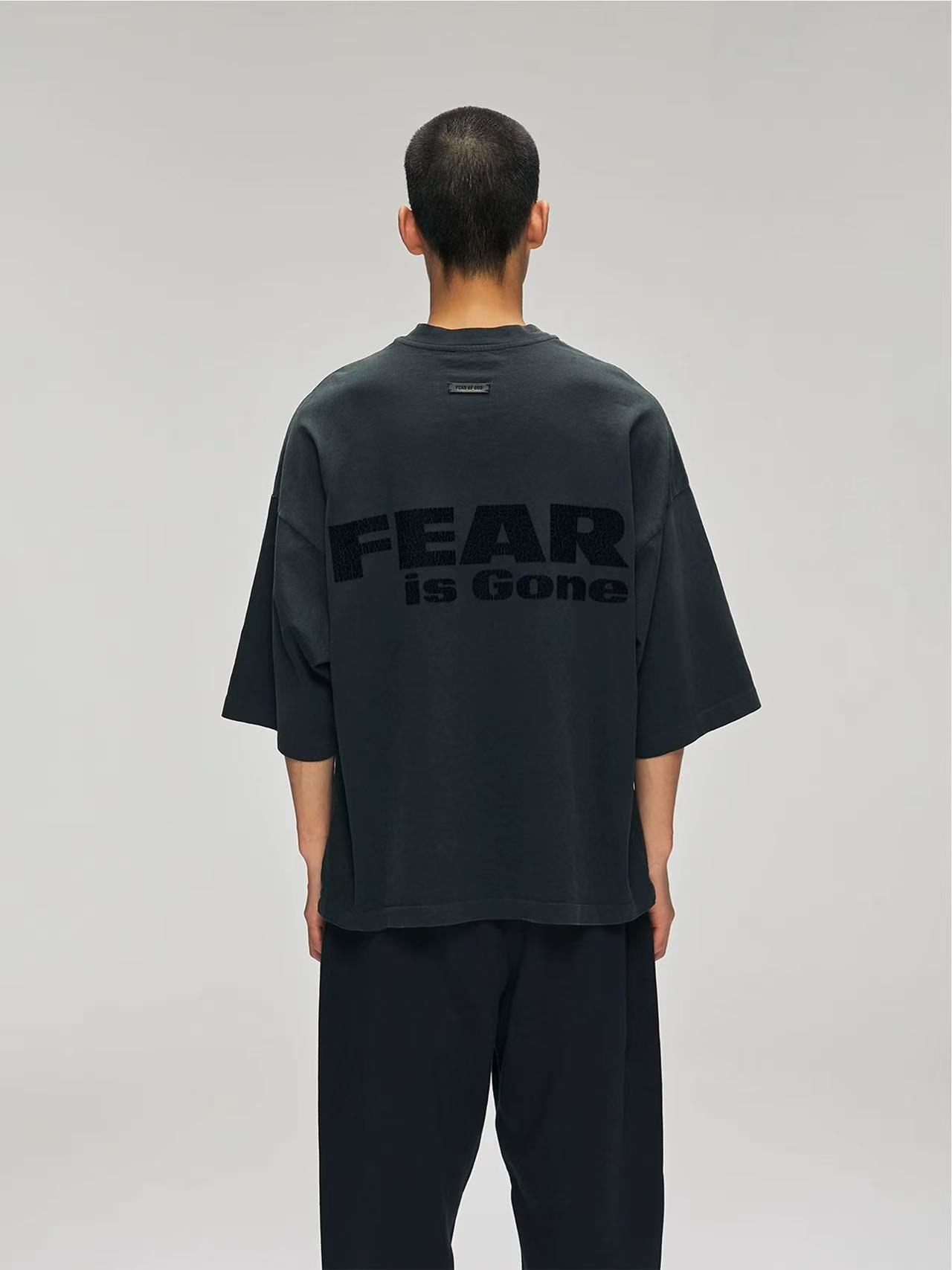 Футболка унисекс в стиле Fear of God Fear is Gone из хлопка чёрного цвета с принтом