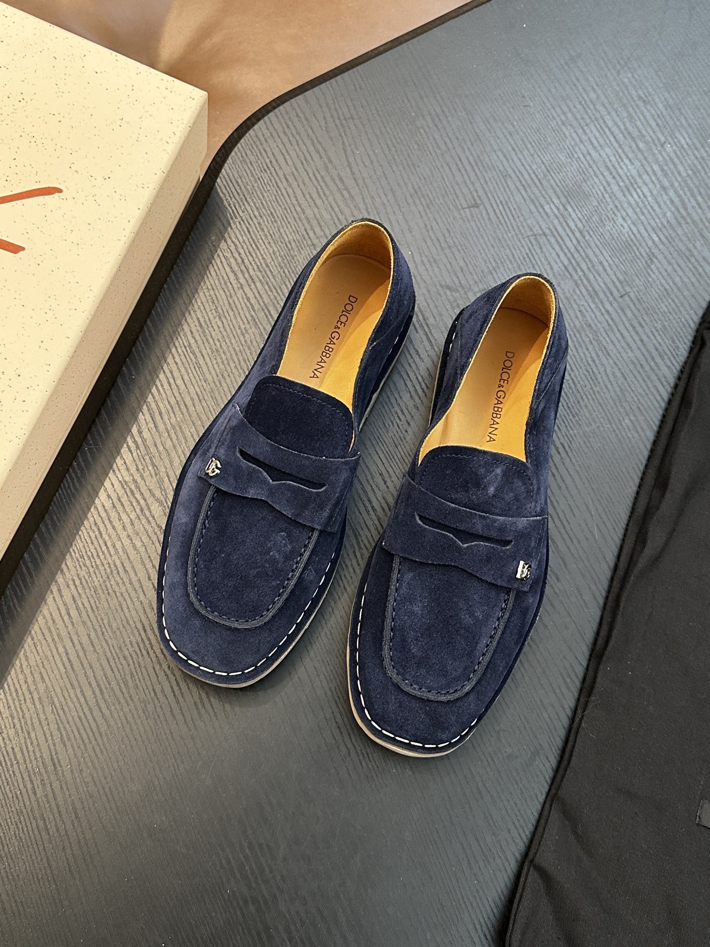 Лоферы мужские в стиле Dolce & Gabbana New Florio тёмно-синего цвета