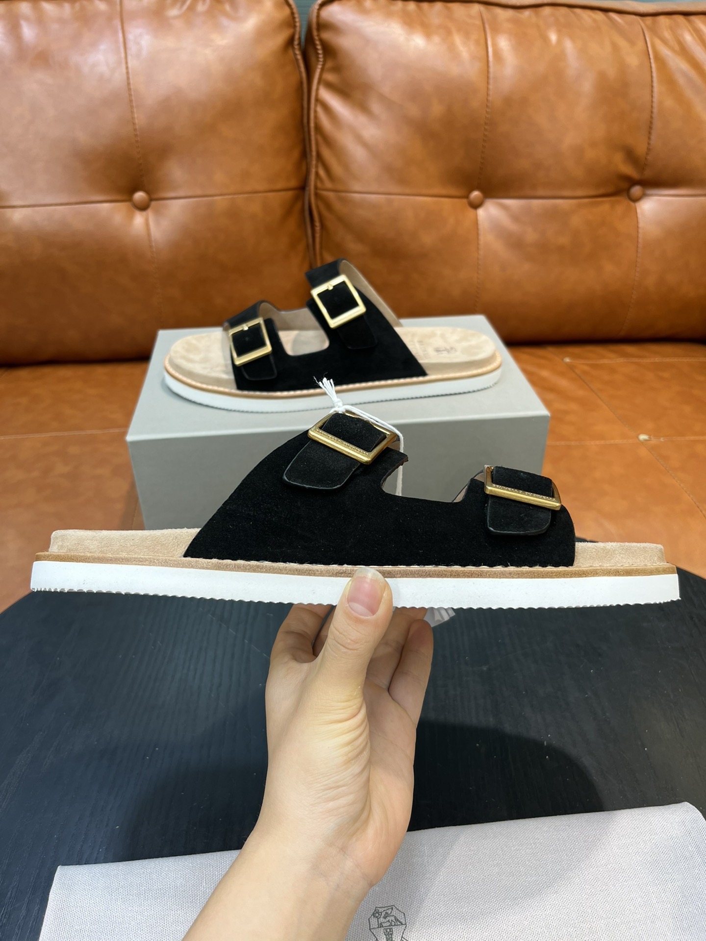 Сандалии мужские в стиле Brunello Cucinelli чёрного цвета