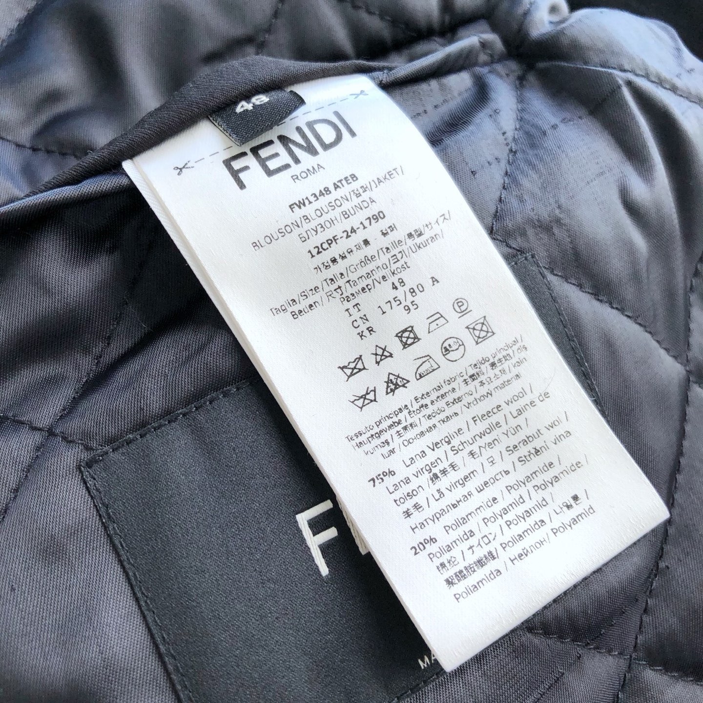 Куртка мужская Fendi чёрного цвета с жаккардовыми рукавами FF